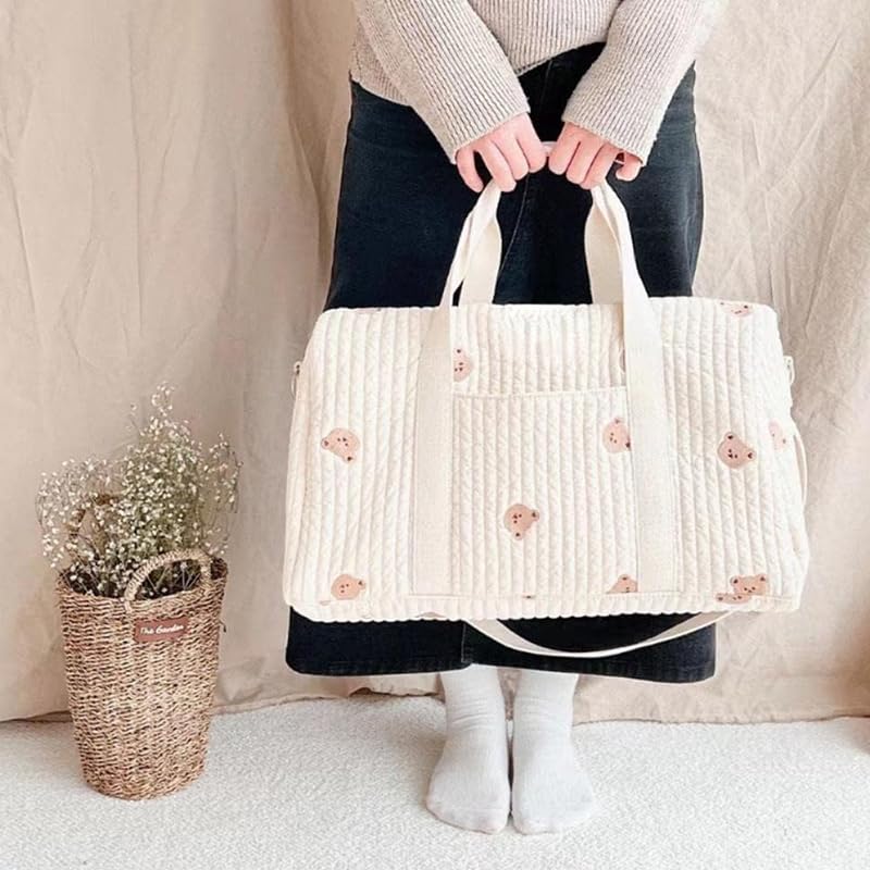 EHOTER Sac De Maternité Pour Bébé Matelassé Grande Capacité - Couche Maternelle, Toilette, Bagage Voyage Fourre-Tout - Cadeau Pour La Mère (Ours)