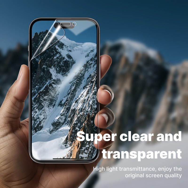 HonJenSeoa Pellicola Protettiva in Idrogel per iPhone 16, 3 Pezzi Trasparente Morbido TPU Protezioni per Lo Schermo, Anti graffio, HD, Supporto ID Impronte Digitali