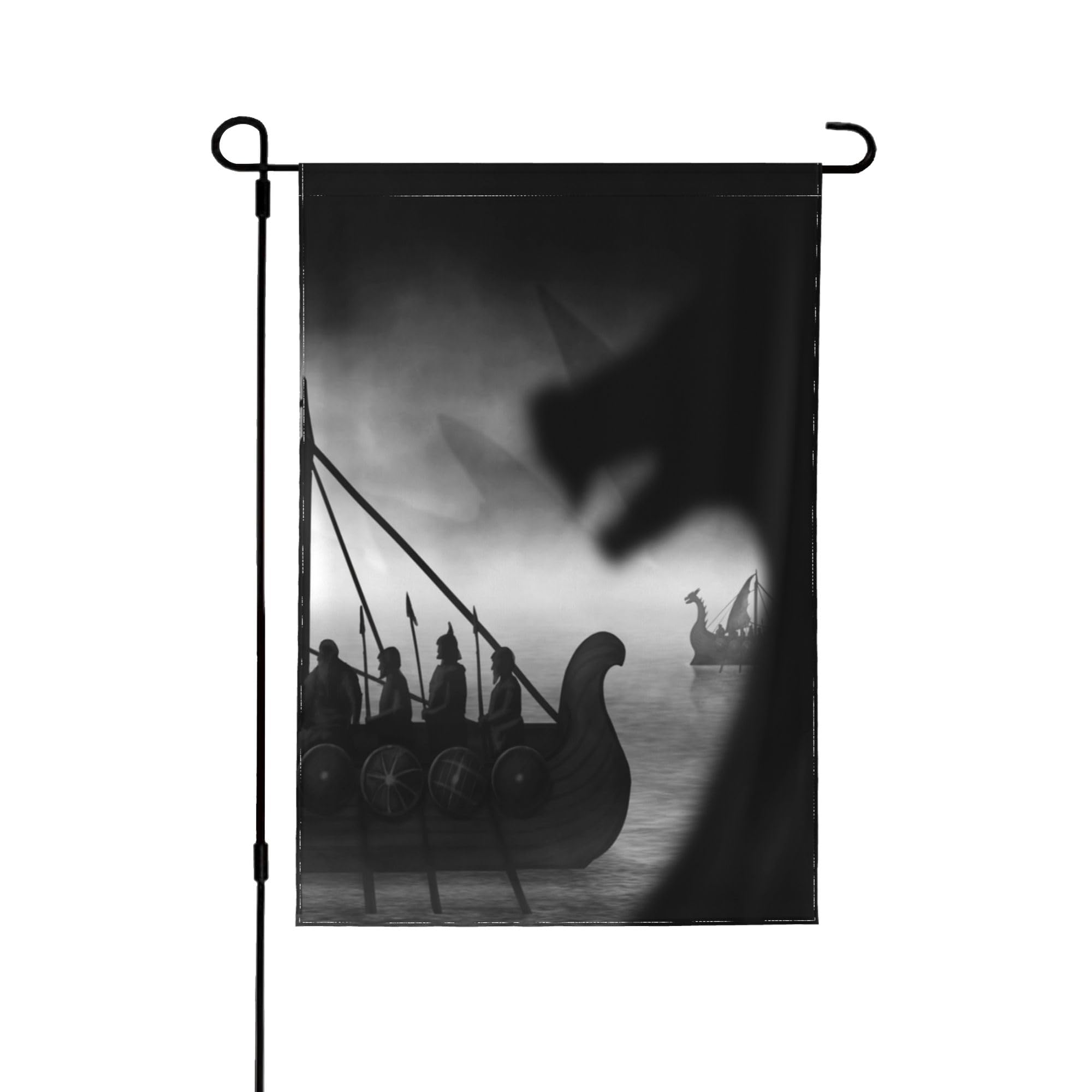 28x40inches (70x100cm) Outdoor Double Sided Printed Garden Flag, Vikings Dragon Boats Print, Home Decor Yard Lawn Hanging Flags