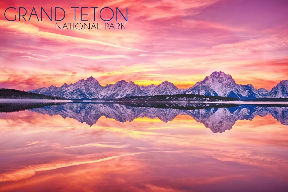Amazon グランドティトン国立公園 ワイオミング州 サンセットとジャクソン湖 12 X 18 Signed Art Print Lant 12x18s インテリア オンライン通販