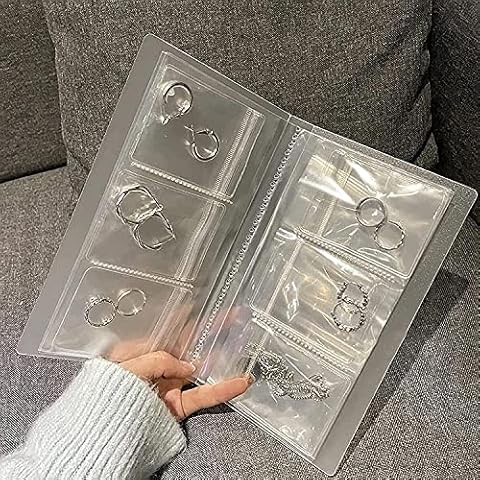 Transparent Jewelry Storage Book, Jewelry PVC Zipper Bag Thicken Jewelry Organizer Household Travel Jewelry Display Holder Storage Box for Stud Earrings Rings (84 Grids+20 PCS BAG) Cover