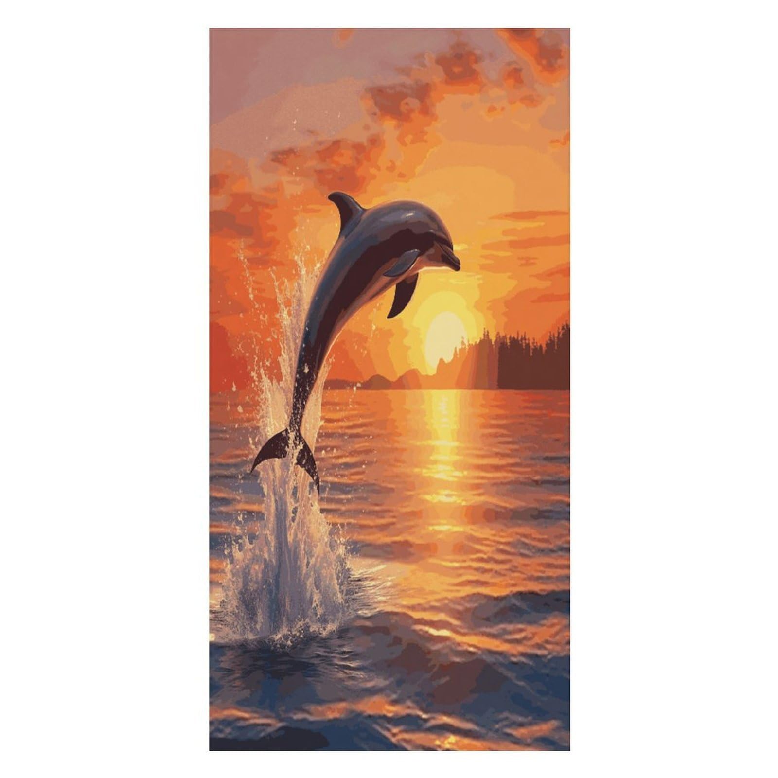FekiLoot Sunset Dolphin Beach Towel Oversized Bath Towel Ultra Soft Pool Towel Cozy Swim Towel Silky Lounge Towel Quick Dry Travel Towel Gentle Absorbent Towel for Adults Women Men