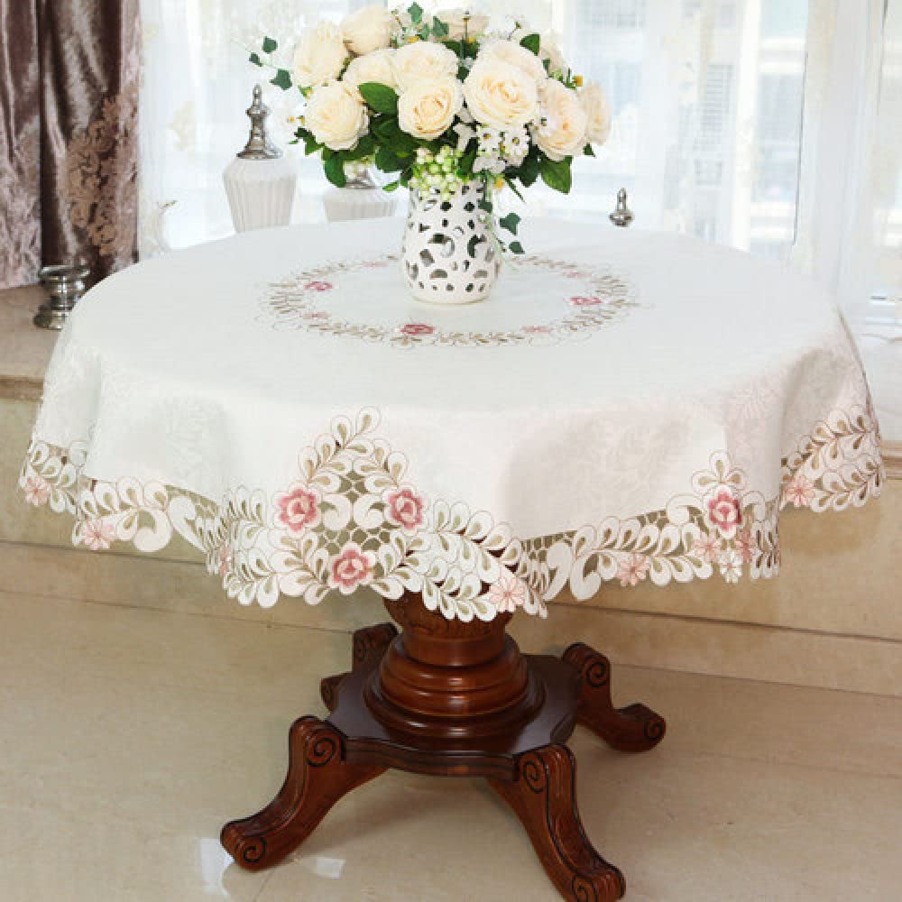 Nappe de table à manger en dentelle ronde 150cm broderie maison 6732