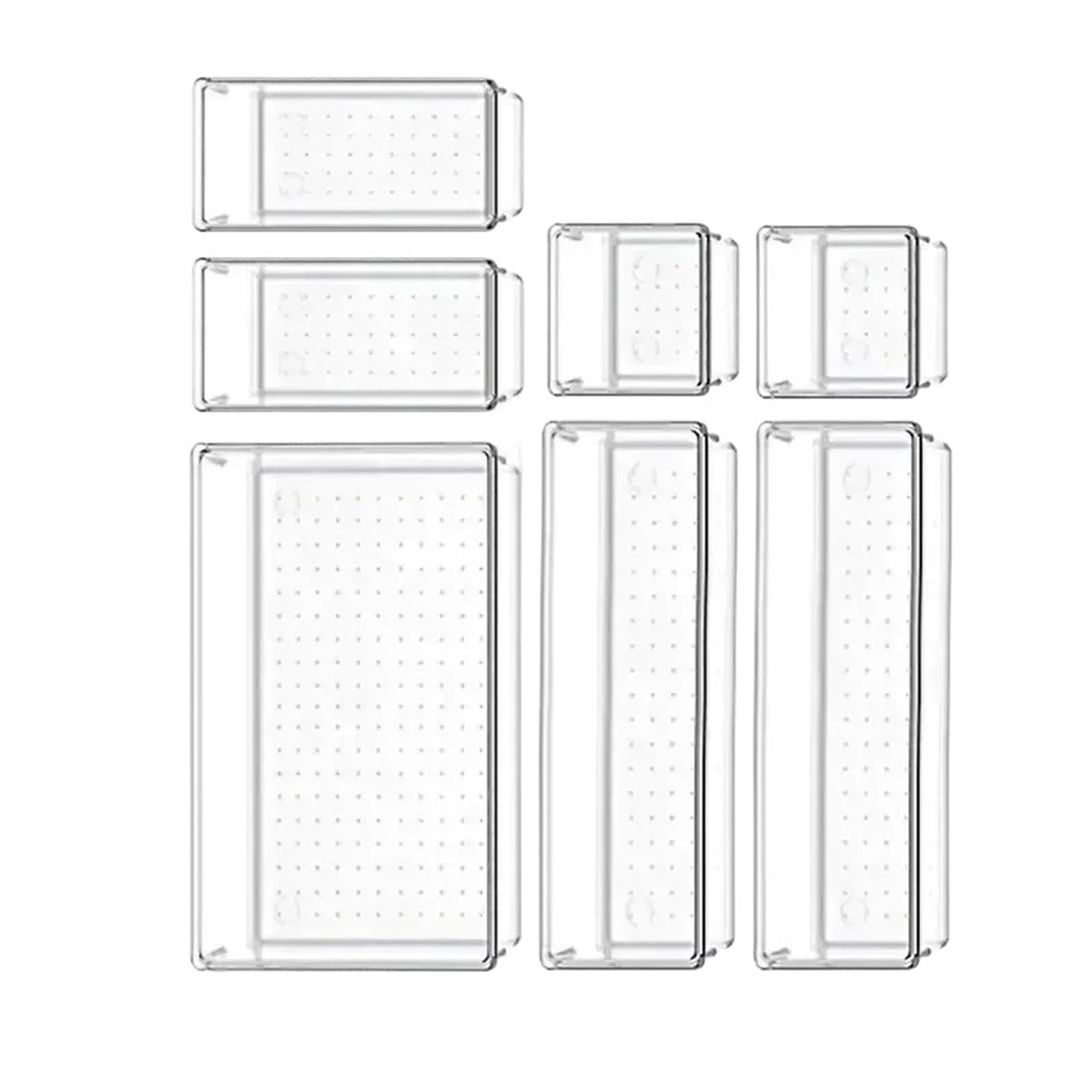 ZHSOAO 7/4 Piece Versatile Drawer Organizer Set - Clear Plastic Trays and Dividers in Sizes for Makeup and Kitchen Storage for Bras, Socks, Underwear(7PCS)