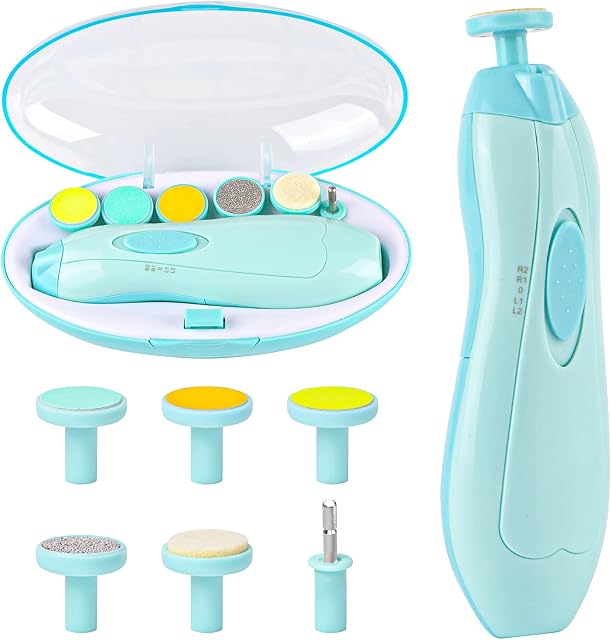 Cortador de unhas de bebê com luz, cortador elétrico de unhas de bebê Lupantte, lixa de unha segura para bebês recém-nascidos e crianças, cuidados com as unhas das crianças, esmalte e acabamento (verde)