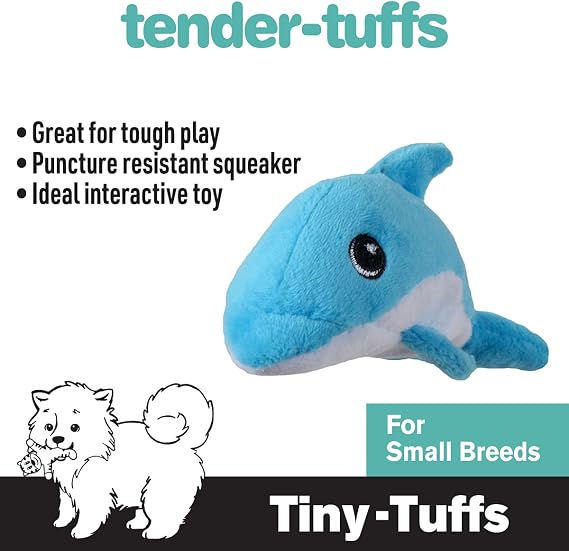 Snuggle Puppy Tender-Tuffs Tiny - 丈夫なぬいぐるみ犬のおもちゃ 子犬と小型犬用 - 穴あき防止スクイーカー付き
