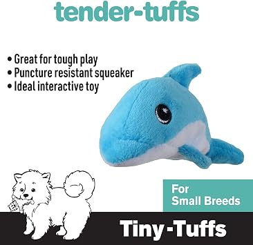 Snuggle Puppy Tender-Tuffs Tiny - 丈夫なぬいぐるみ犬のおもちゃ 子犬と小型犬用 - 穴あき防止スクイーカー付き