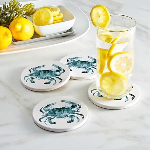 Miniatura 2 de Joyride Home Decor - Juego de 4 posavasos de cerámica, 4 posavasos circulares de 4 pulgadas, parte trasera de corcho antideslizante, protege las