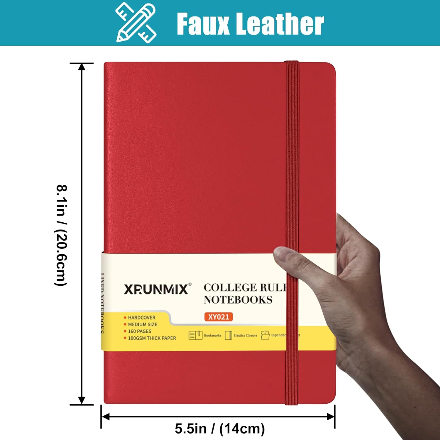 XRUNMIX 8 Packs Lined Notebook for Work, Journals for Writing, A5 Size (5.5" x 8.3"), 100gsm Thick Paper, Lined 160 Pages, Hardcover Classic Notebook for Journaling & Note-Taking- 8 Assorted Color