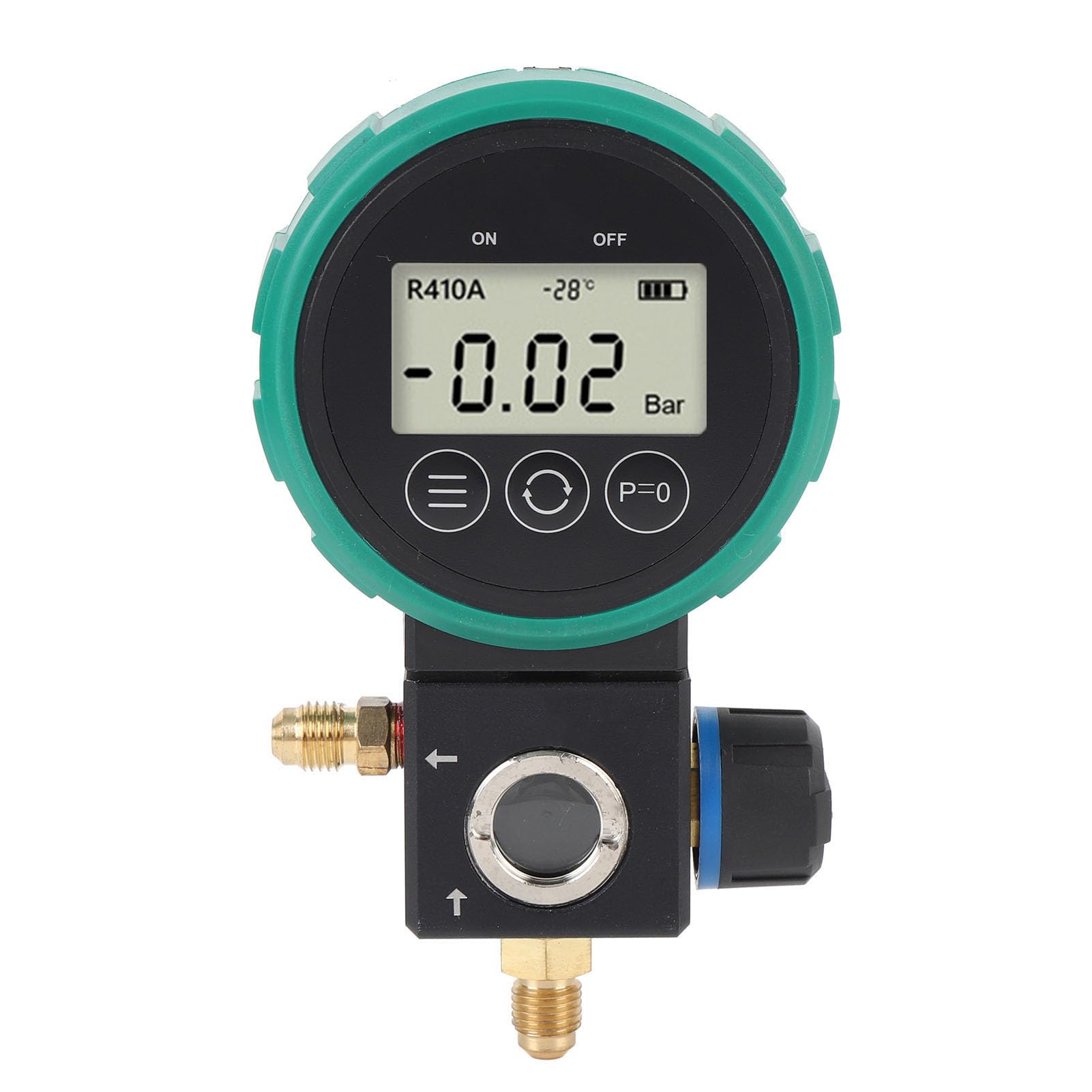 SIXRUN Gruppo Manometrico HVAC Digitale, con Controllo a Valvola a Sfera e Display LCD per Test di Pressione e Temperatura su Sistemi AC con Refrigeranti R410A, R32, R134a