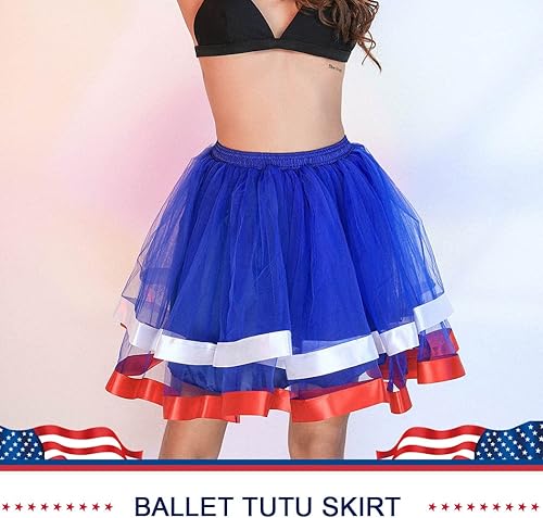 Miniatura 3 de Nicute Falda tutú para mujer, 4 de julio, color rojo, blanco y azul, con estrellas, divertida, patriótica, para fiesta del Día de la Independencia