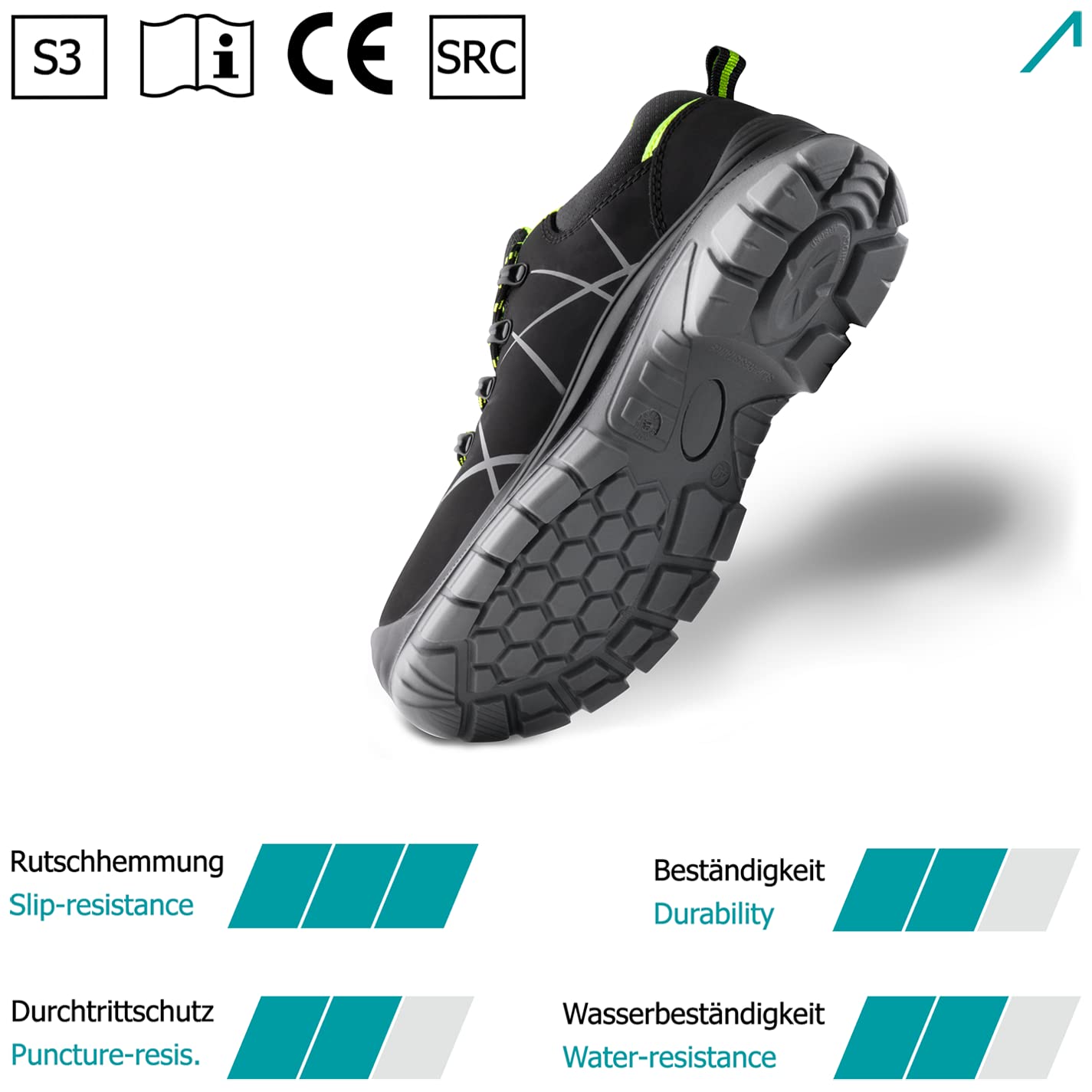 ACE Constructor S3 Chaussures de Sécurité Basse - SRC ESD - Baskets De Travail - Embout de Sécurité en Acier