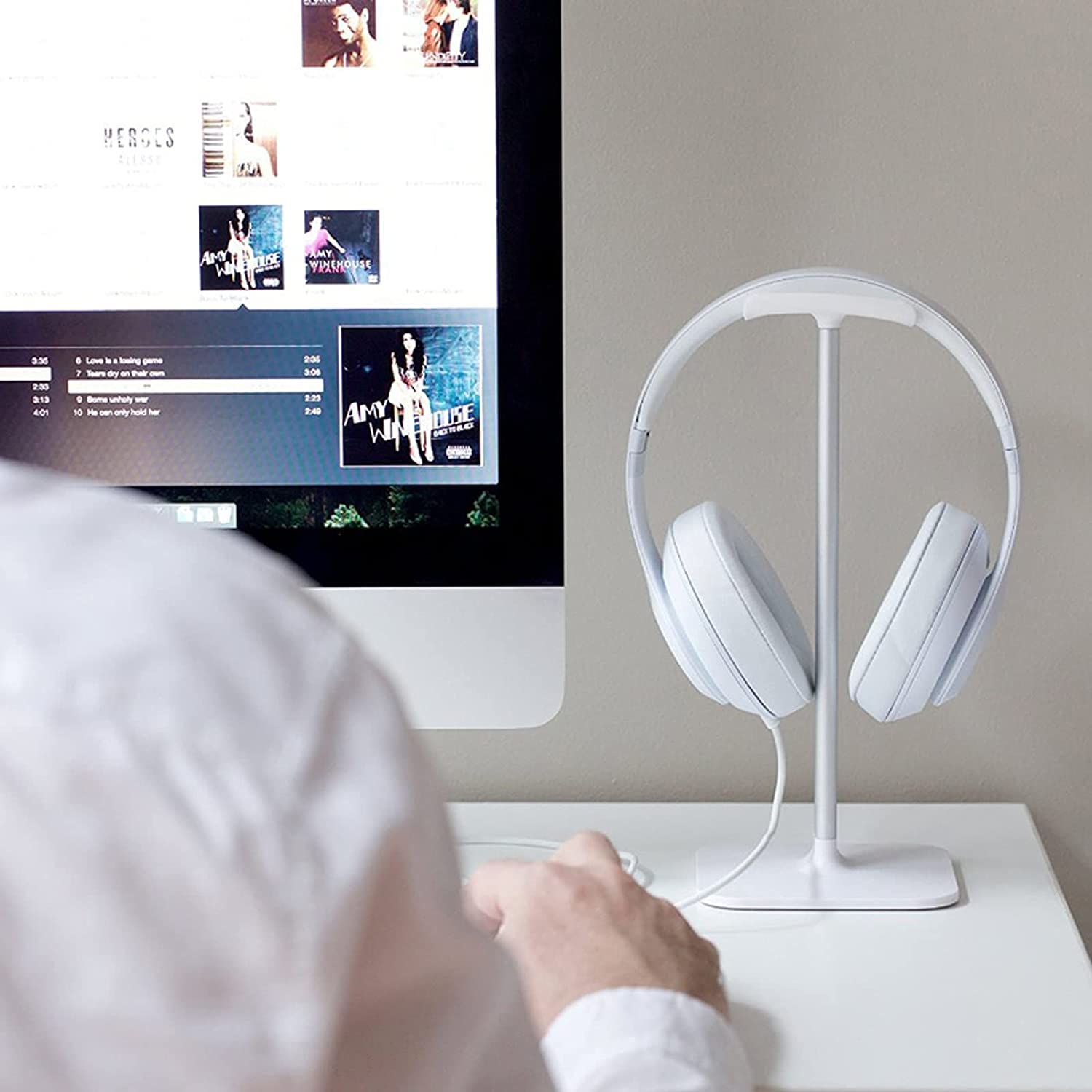Supporto Supporto per Cuffie in Metallo per da Tavolo per per Gioco per Tutte Le Cuffie(White)