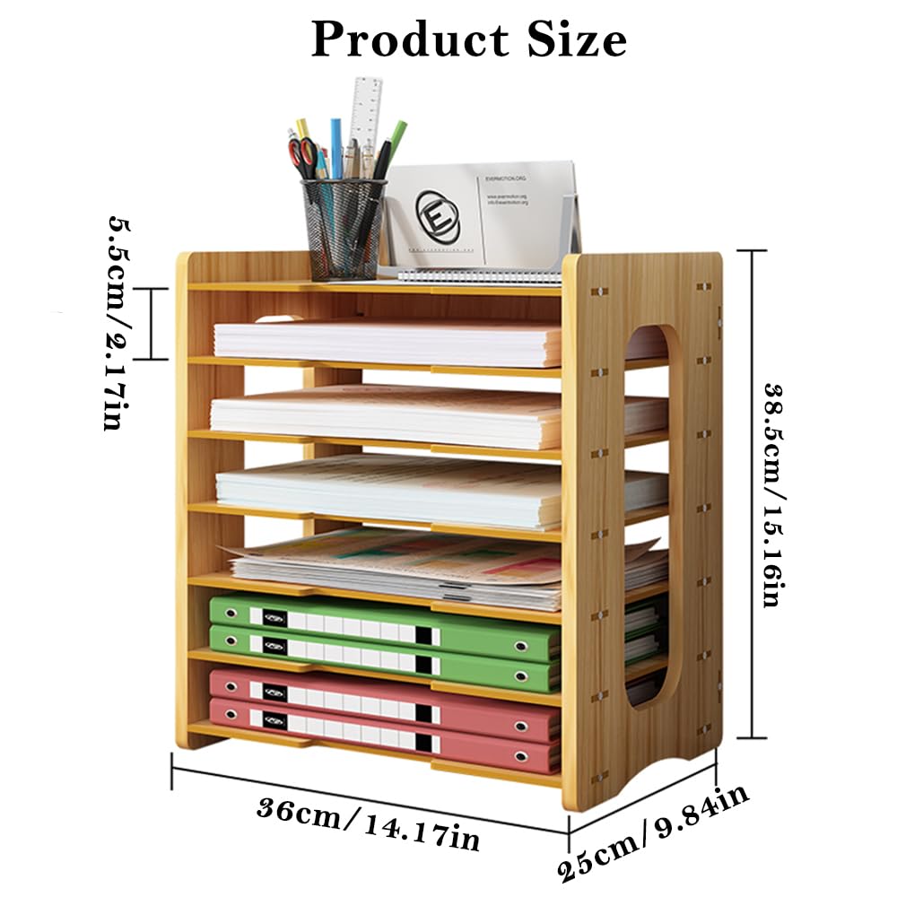 Organizador de archivos de escritorio de madera, bandeja de papel A4, soporte de archivos de escritorio, estante de almacenamiento de documentos, organizador de escritorio para suministros de oficina