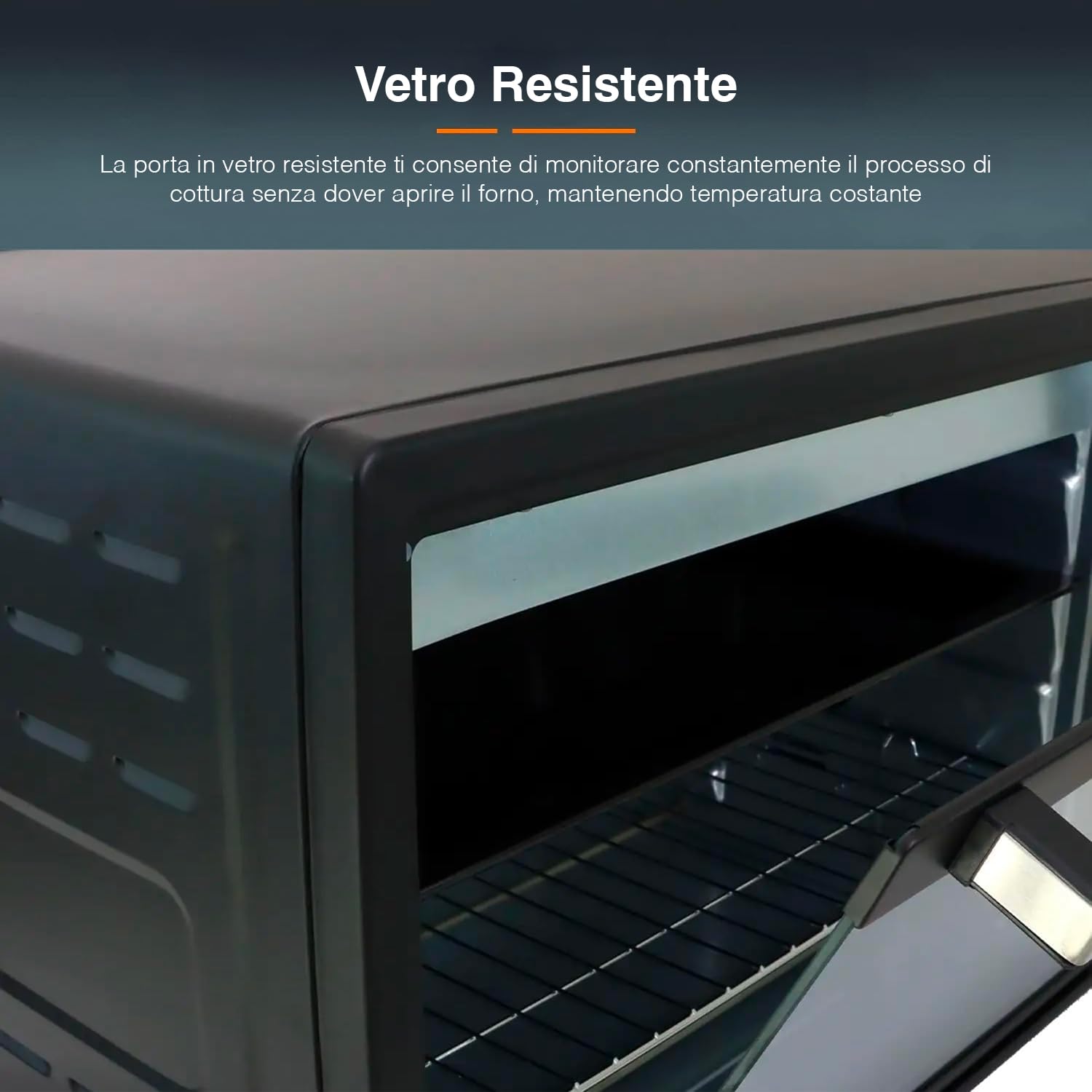 Forno Elettrico Ventilato con Griglia e Teglia - Fornetto Elettrico con Termostato Regolabile, 64x47.8x42.1cm, 80L, 2800W, Nero