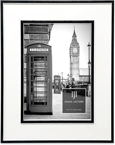 Miniatura 8 de Isaac Jacobs Marco de fotos azul marino de 11 x 14 pulgadas (mate 8 x 10) con borde doble dorado (vertical y horizontal), para montar en la pared,