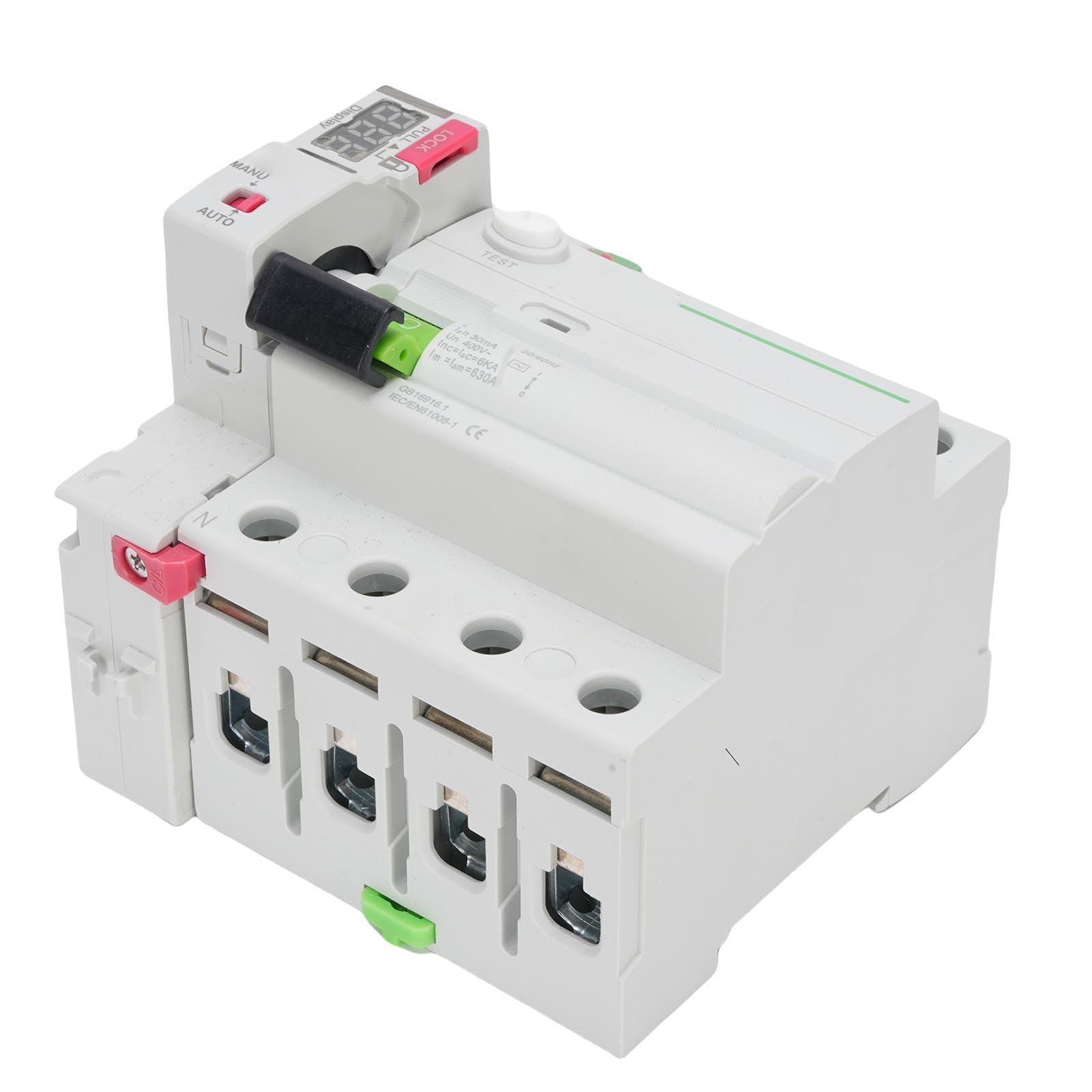 Jenngaoo Interruttore differenziale automatico con riarmo, Interruttore magnetotermico 4 poli display digitale protezione sovracorrente, RCD RCCB 40A 230V per impianti fotovoltaici (40A)