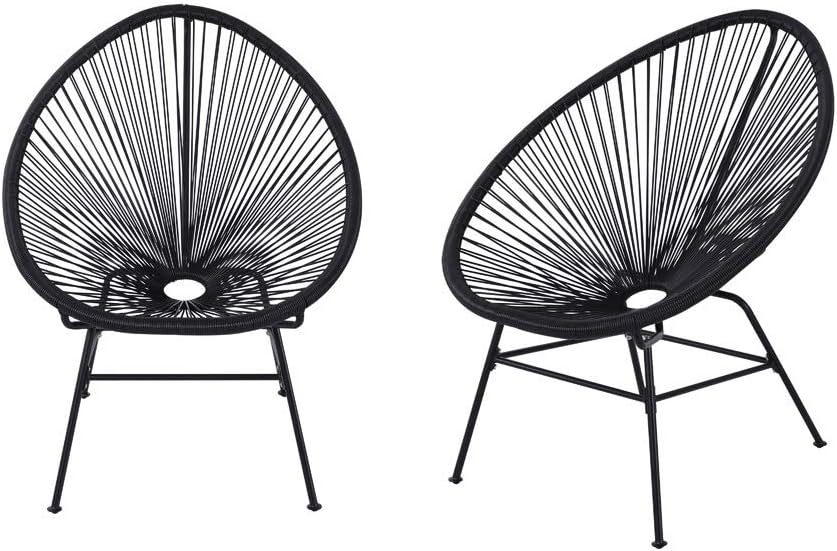 Beach Pool Chaise Lounge Chair with 5 Position Adjustable Back Outdoor Modern Patio Furniture (White) (Black)