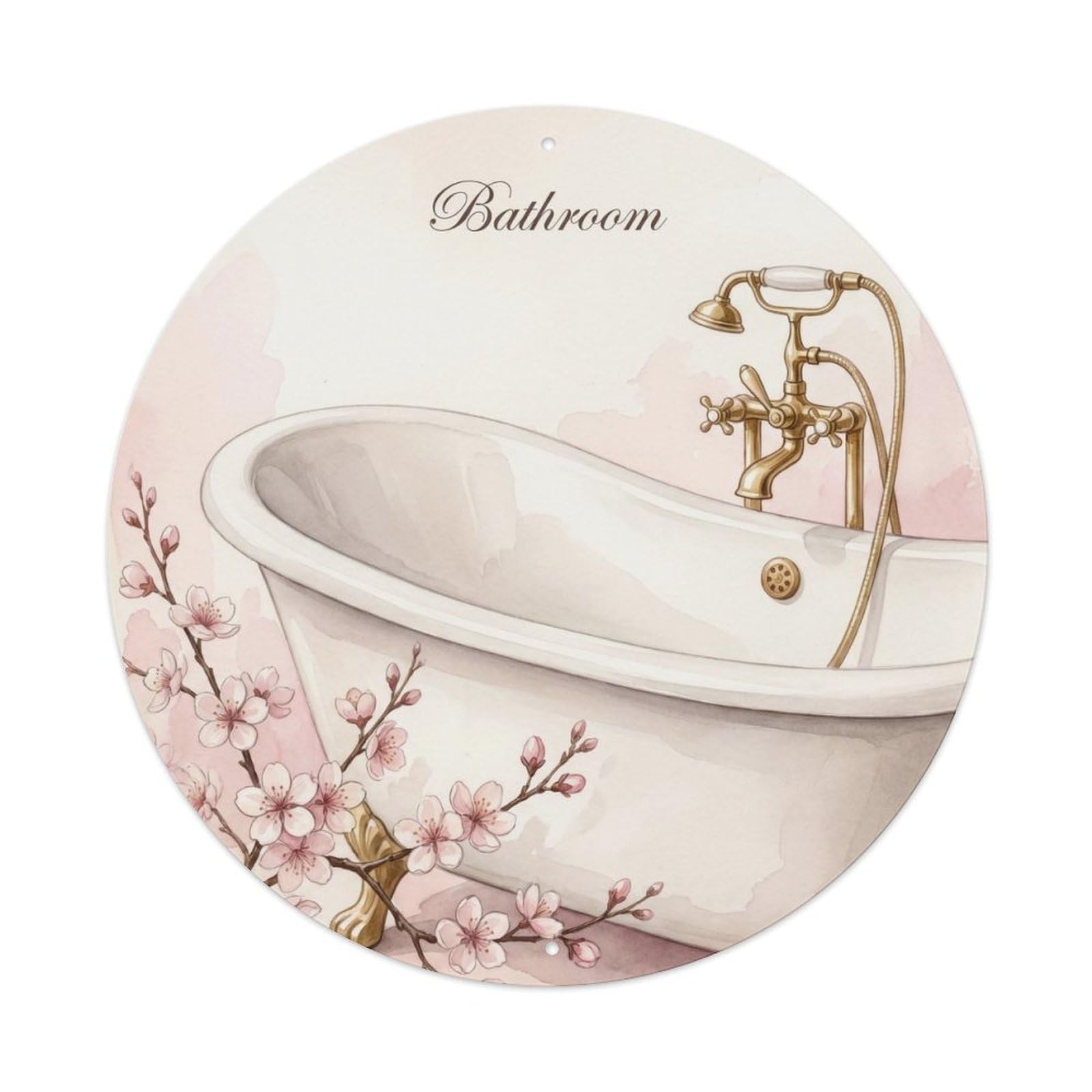 Bathroom Cherry Farmhouse Bathroom Decor Vintage Metal Tin Sign Plaque Wall Decor for Cafe, Club, Garden Round Metal Poster 8x8Inch