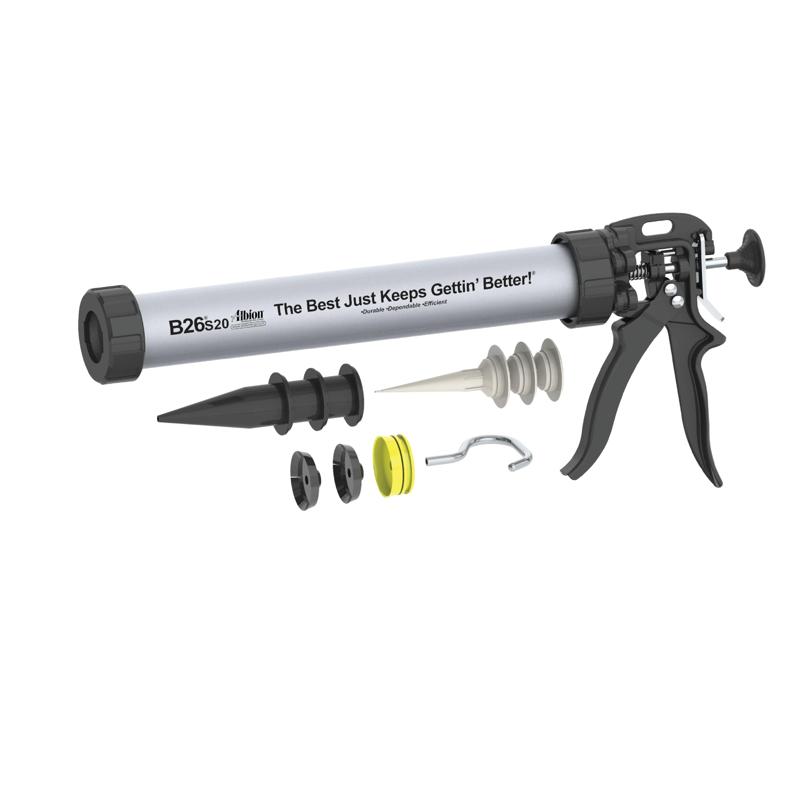 Albion Engineering B26S20 B-Line Pistola de calafateo manual de salchichas de 20 onzas, unidad 26:1