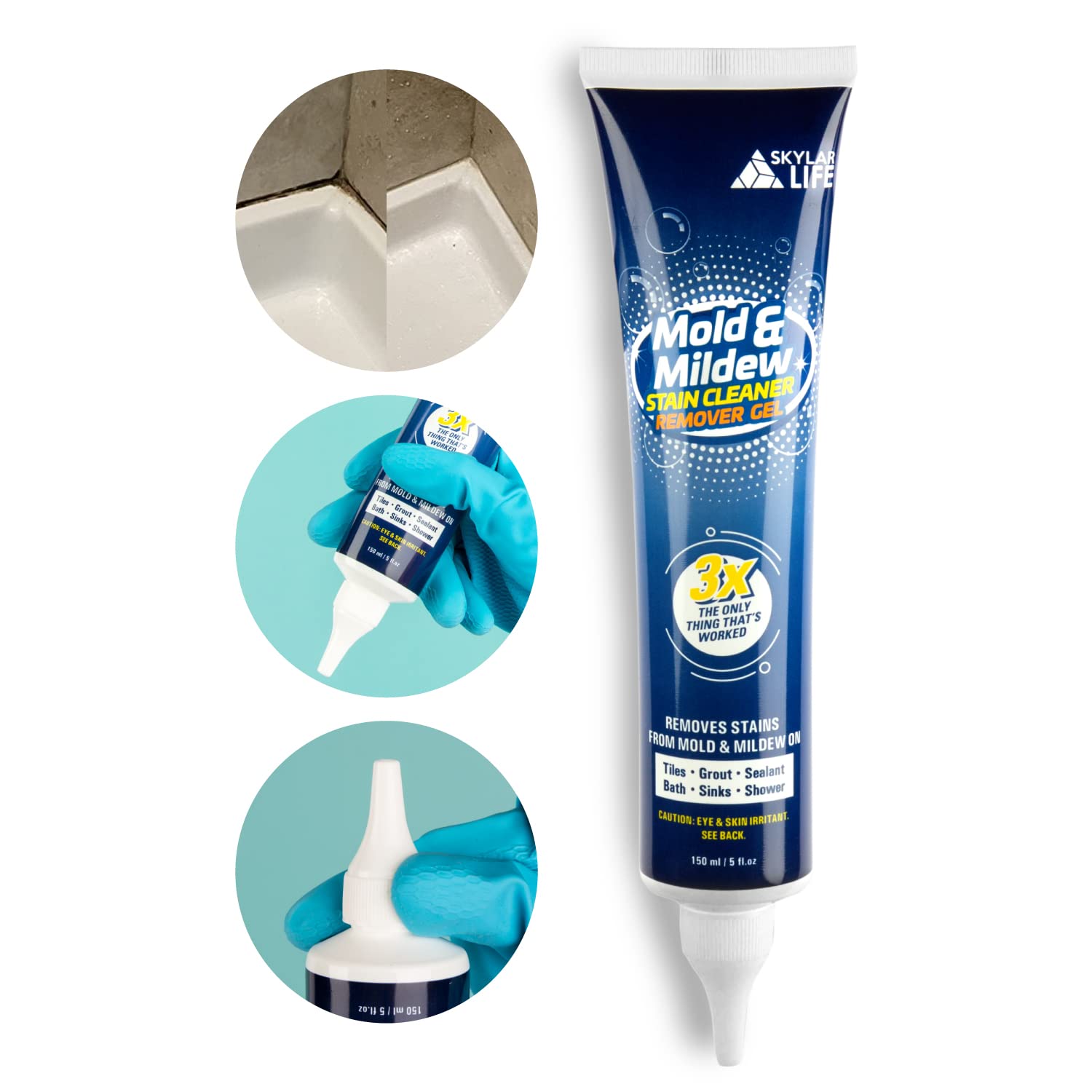 Skylarlife Home Mold & Mildew Remover Gel Stain Remover Cleaner Wall Mold Cleaner for Tiles Grout Sealant Bath Sinks Showers