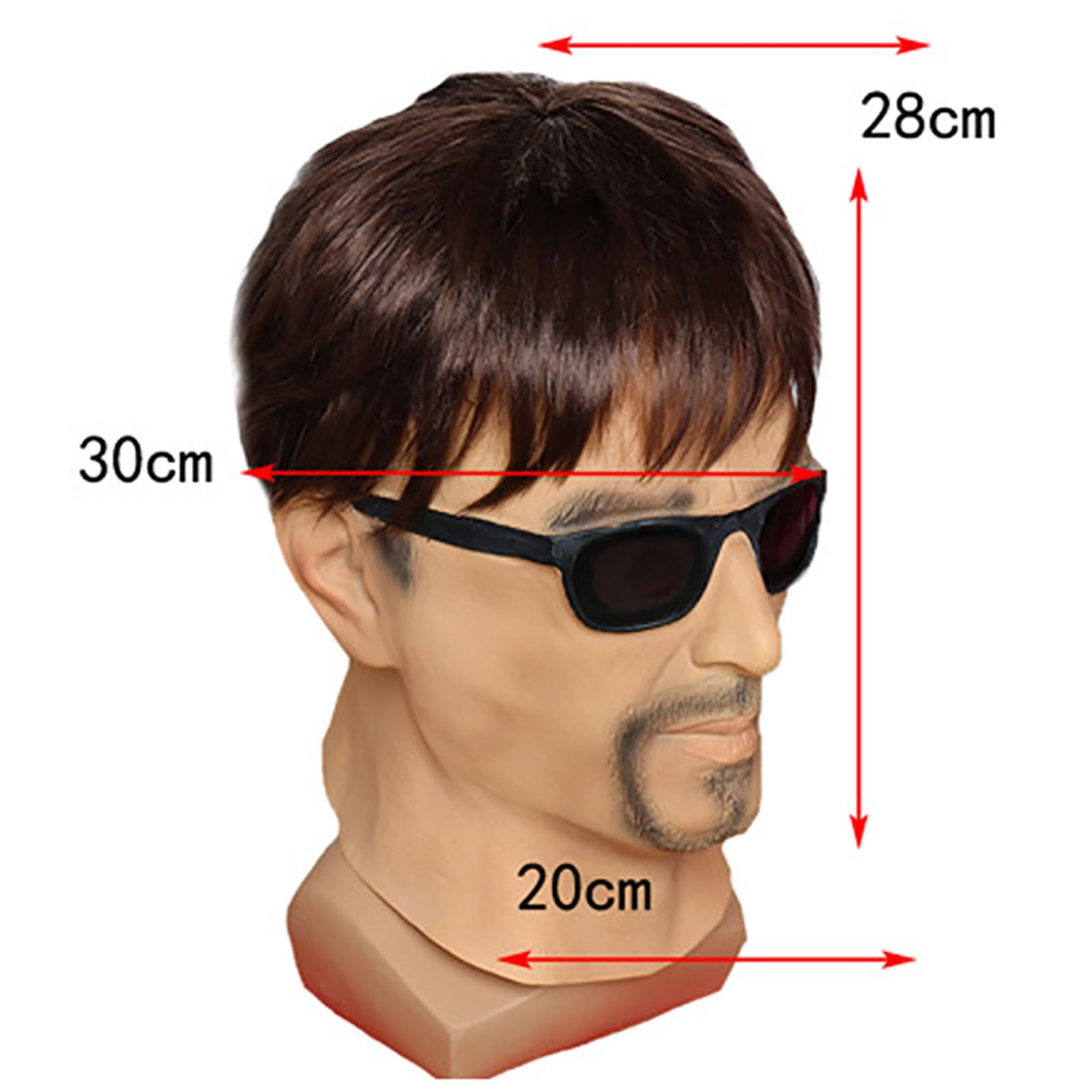 Máscara de silicona realista para hombre joven, cara humana con cabello, accesorios de látex suaves para cosplay, cubierta facial de látex para Halloween