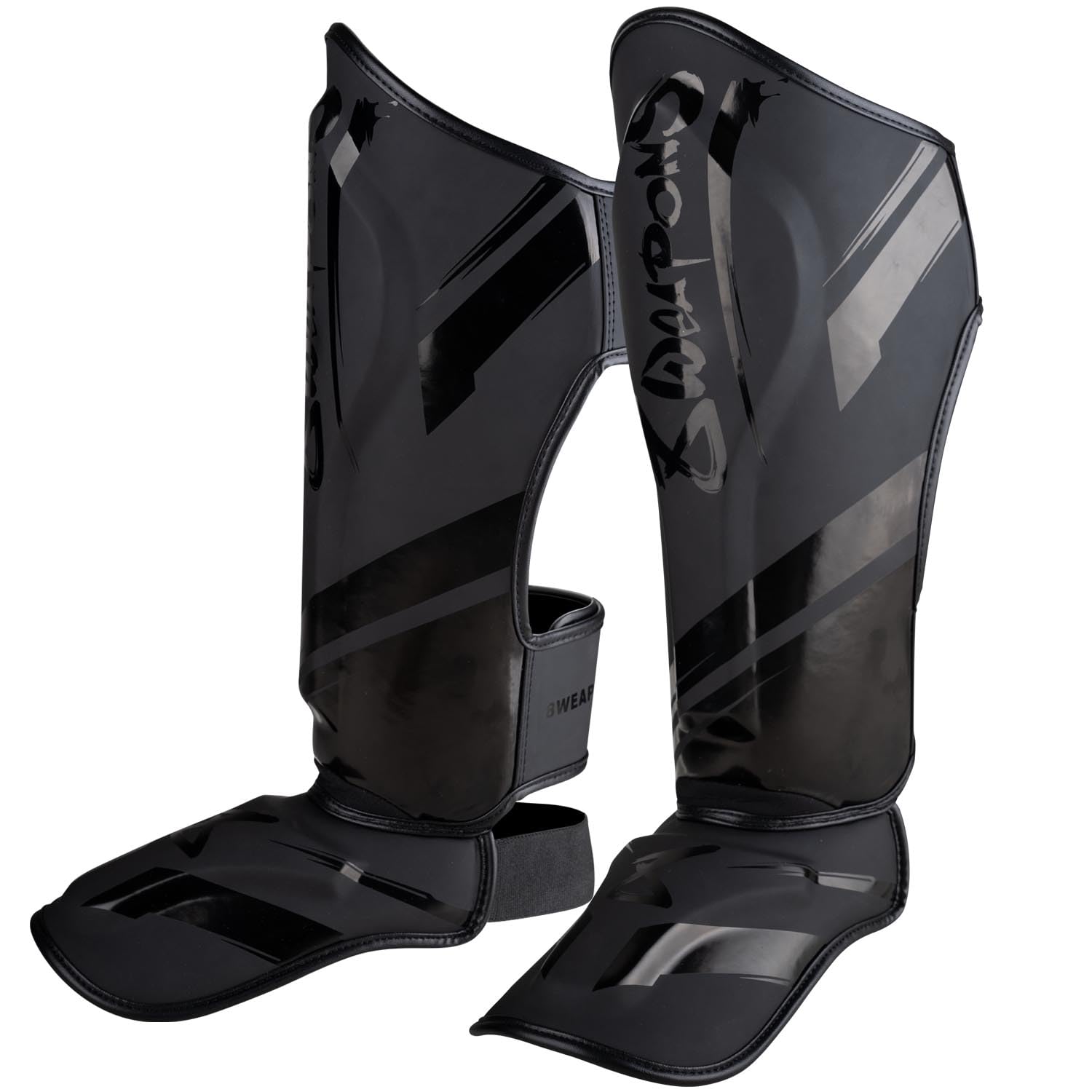 8 WEAPONS Schienbeinschoner Shift, Schwarz-matt, Training & Wettkampf, Hochwertiges Kunstleder und perfekte Dämpfung, Muay Thai, K1, MMA, Karate & Kickboxen