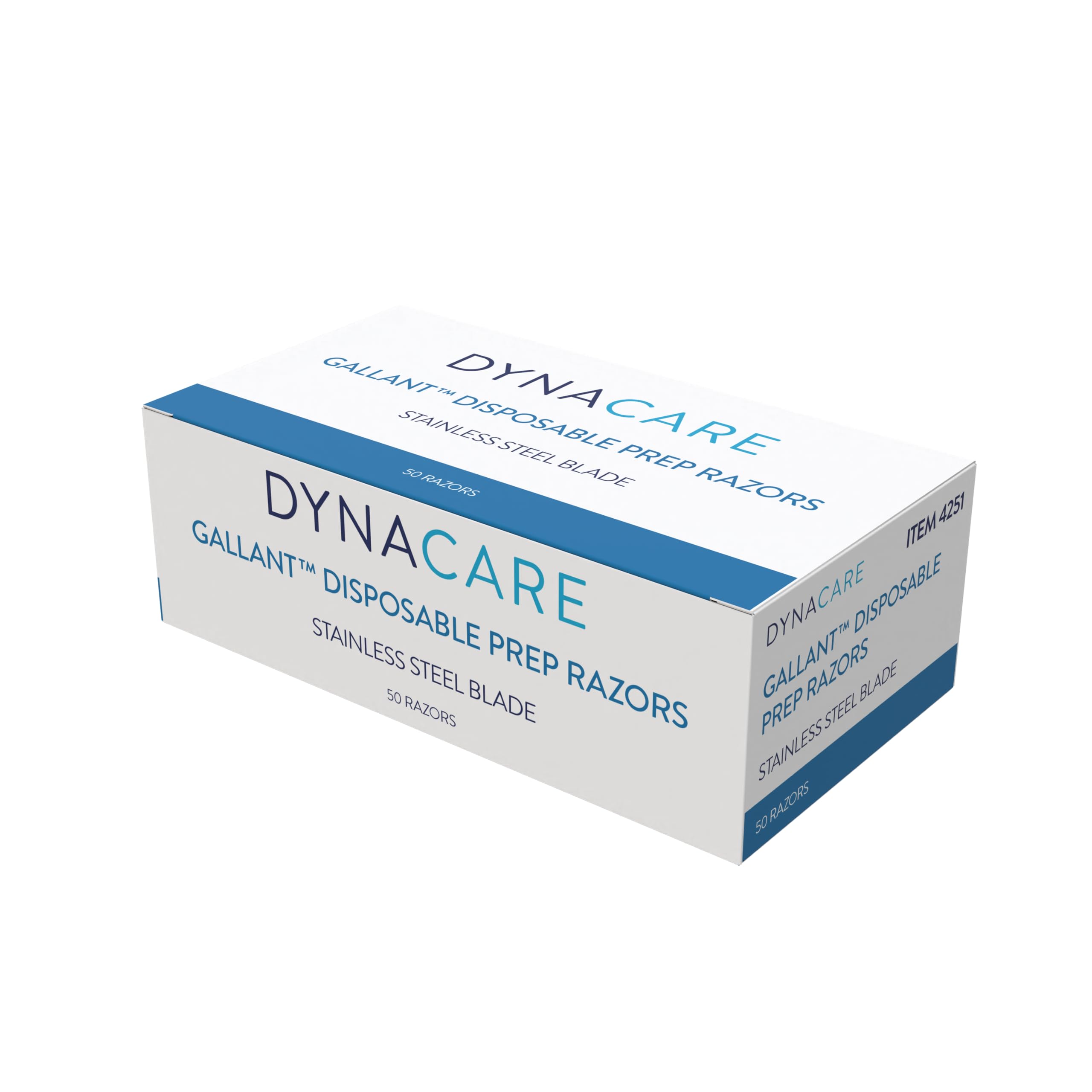 Dynarex Gallant Disposable Prep Razors, Used before ECG and other Procedures, Disposable Razors with Open Design, Ergonomic Surgical Prep Razors, 1 Box of 50 Razors