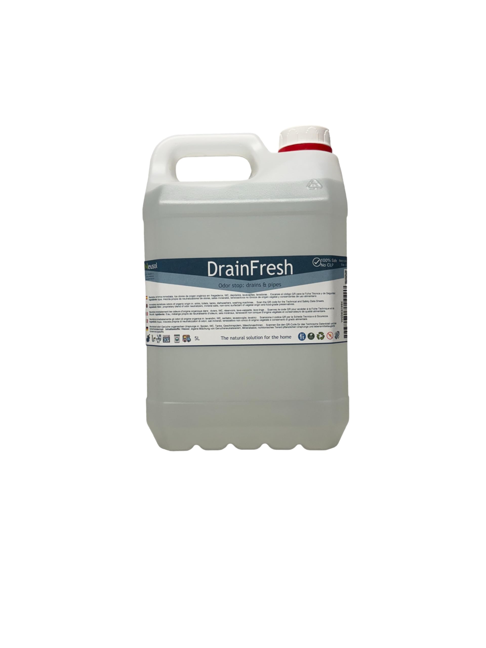 DrainFresh – Neutralizador para desagües, tuberías y depósitos – 5L | Acción inmediata, fórmula natural y uso doméstico / profesional Casa, hotel, autocaravana