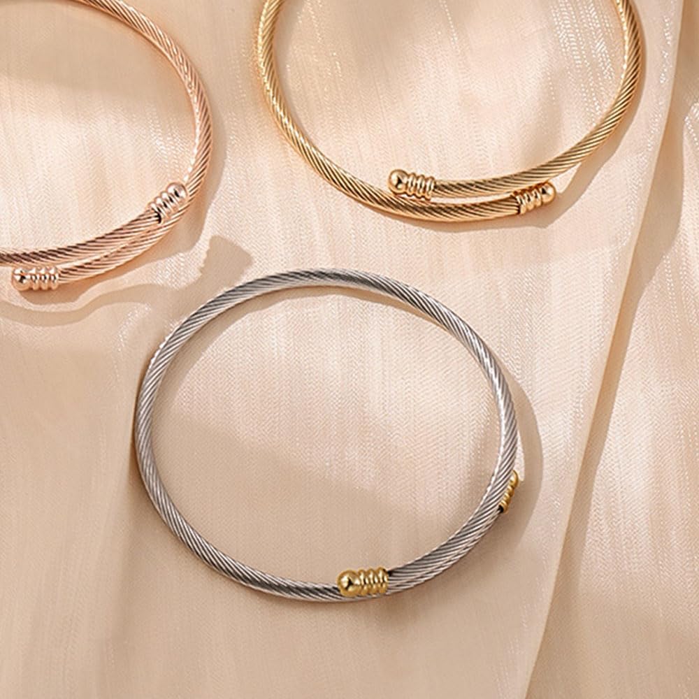 Bracelet for Women Stainless Steel 2.6mm Cable Twisted Wire Bangle Bracelets man Suitable for Christmas, Valentine's Day, Father's Day, Mother's Day gifts - Image 4