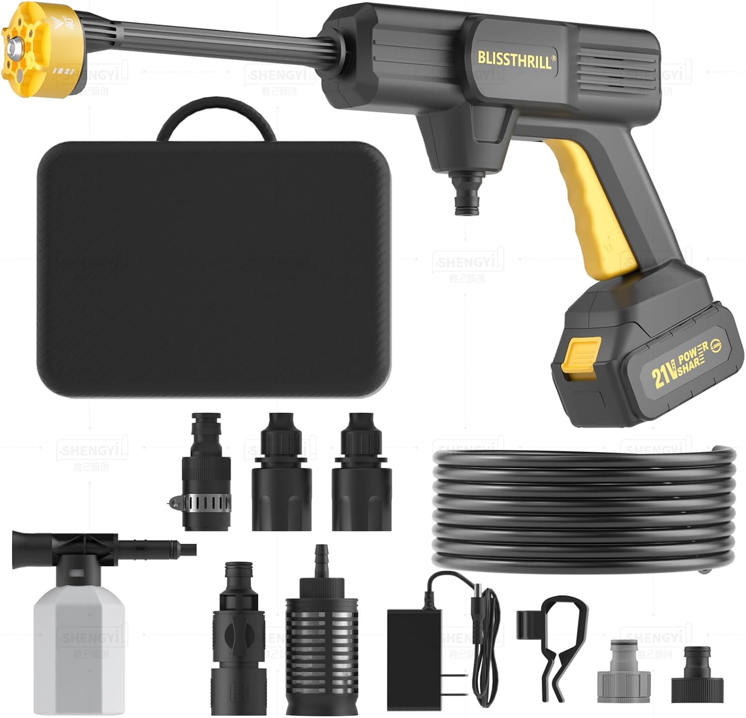 Cordless Pressure Washer Battery Operated; 1100PSI 2.4 GPM Portable Cordless Power Washer with 6-in-1 Nozzle, Foam Cannon, 21V Battery&Charger; Handheld Pressure Washer for Home (AX-9)