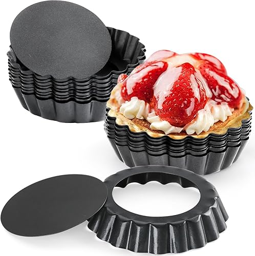 Cyimi 16 piezas de mini moldes para tartas, sartén para quiche de 4 pulgadas, antiadherente, extraíble, mini moldes para tartas, quiche, pasteles de
