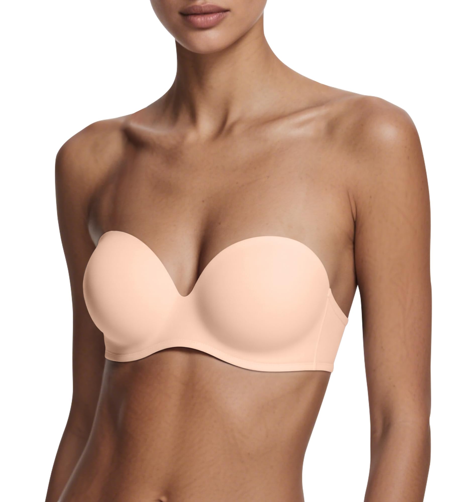 Strapless Bras for Women Push Up, Womens Underwire Plunge Full Coverage Tshirt Bra Supportive with Extender