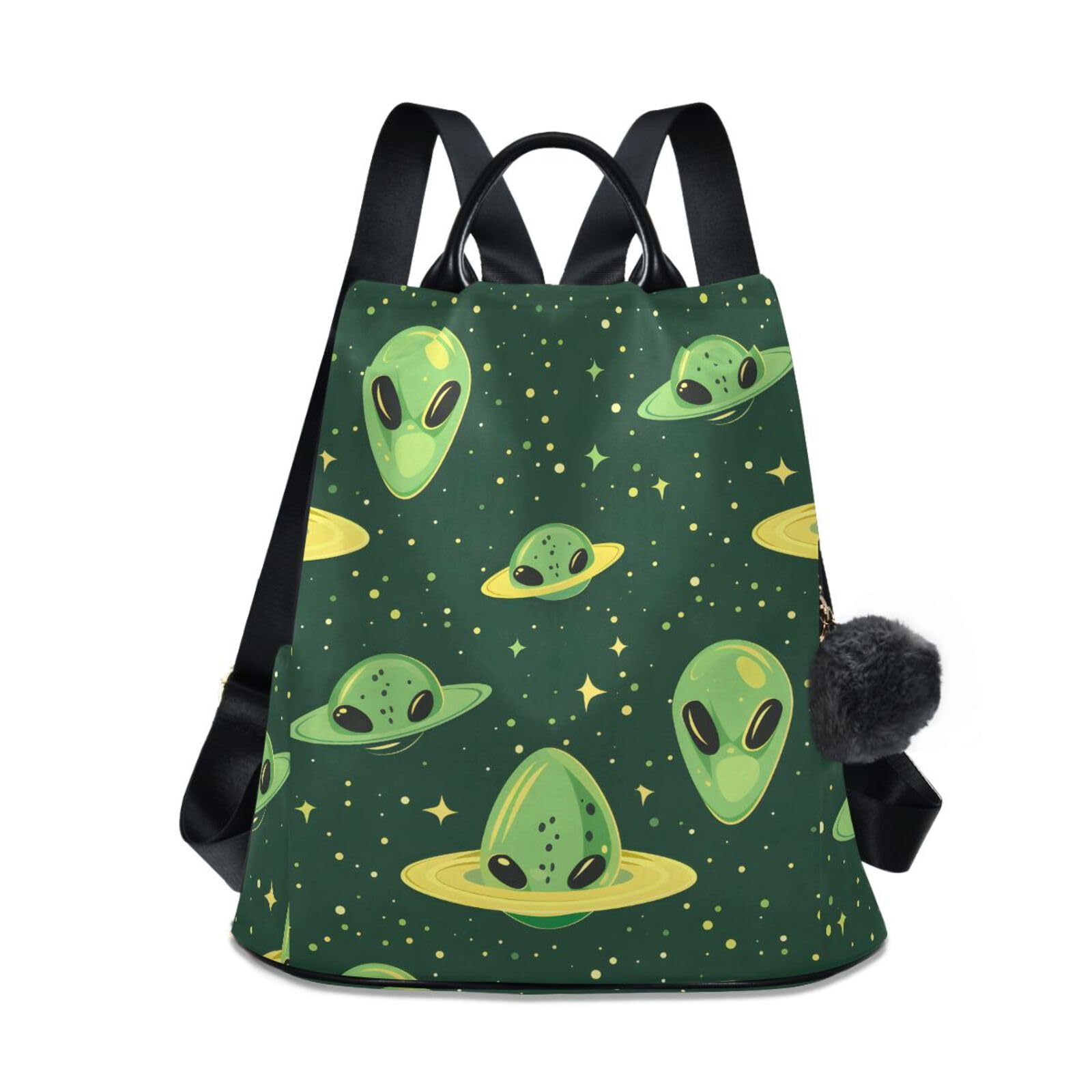 Aliens Green Color Backpack for Women Anti Theft Large Fashion Travel Shoulder Bag Purse Rucksack Lightweight