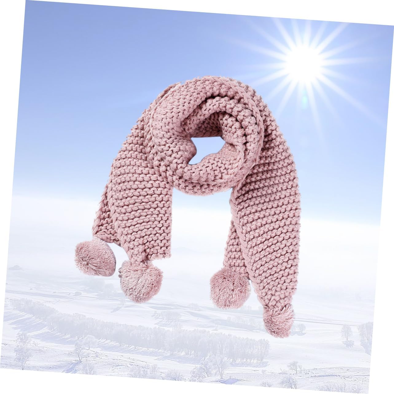 LIFKOME Warmth for Boys and Girls Woolen Scarf Fuzzy Balls Winter Baby Shawl for Outdoor