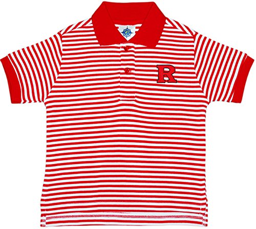Rutgers University Scarlet Knights Striped Polo Shirt by Creative Knitwear, Red/White, 3T