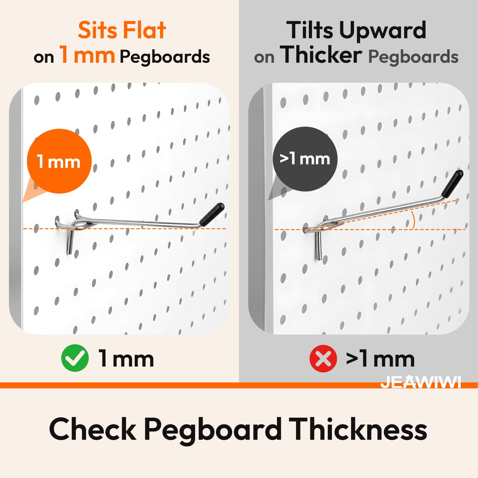 JEAWIWI Pegboard Hooks - 60 Pack -3