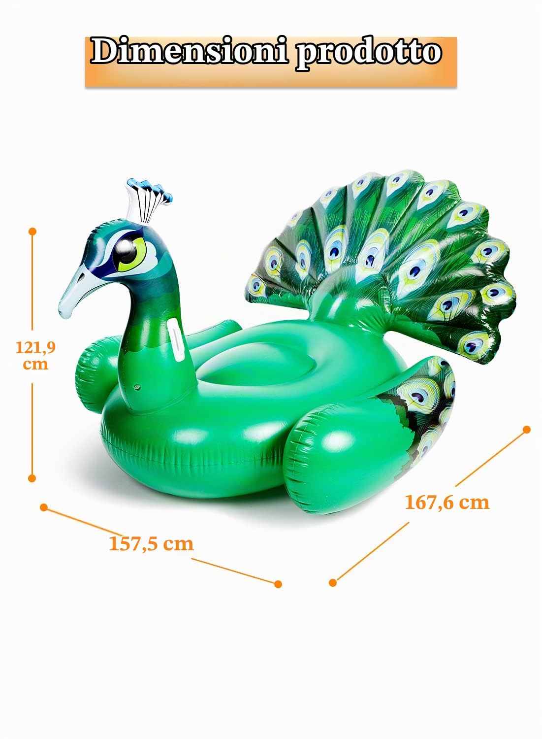 JOYIN Galleggiante gonfiabile a forma di pavone gigante, galleggianti da spiaggia, decorazioni per feste in piscina, per adulti, per adulti e bambini