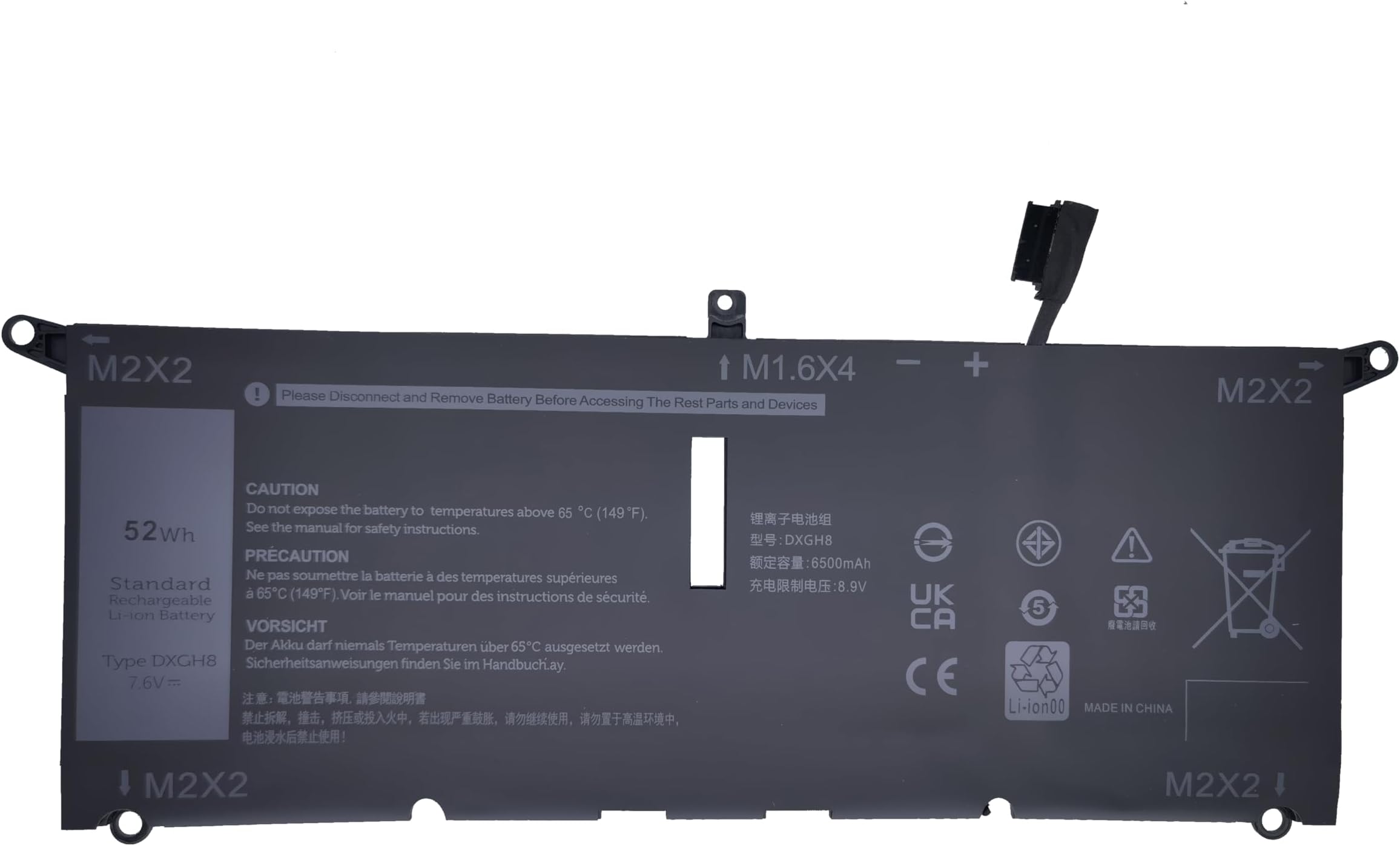 New DXGH8 Replacement Laptop Battery Compatible with Dell XPS 13 9370 2018 13-9370-7002SLV XPS 13-9370-D1605G XPS 13 9380 2019 Series Notebook P82G H754V 0H754V P82G001 (7.6V 52Wh)