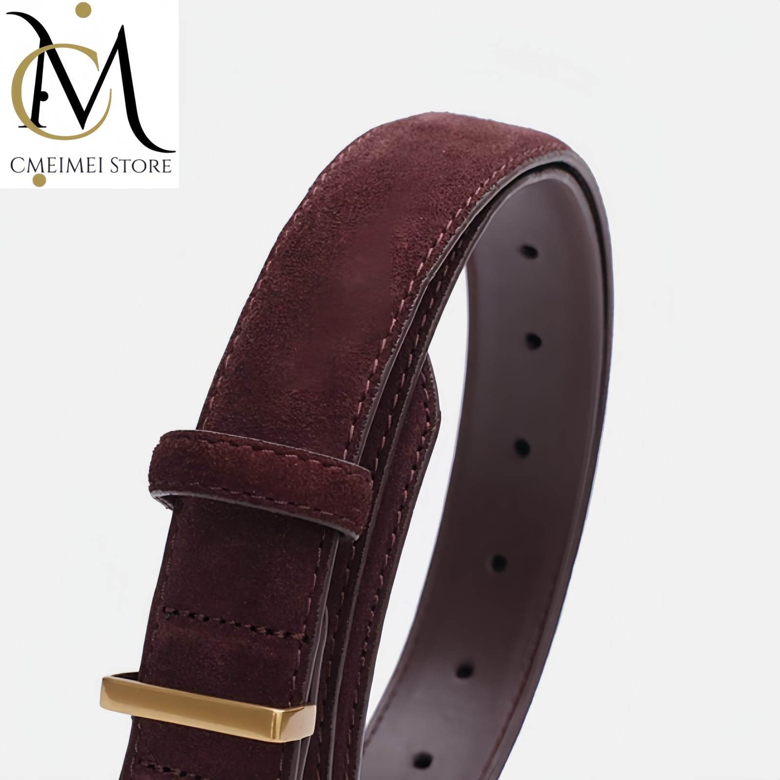 Ceinture Élégante En Daim, Adaptée Aux Robes Denim Décontractées Pour Femmes, À Boucle Alliage Carré