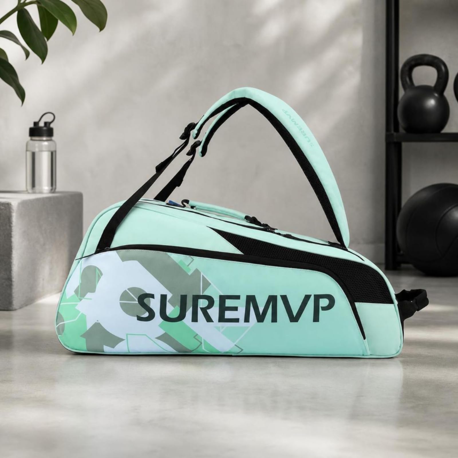 Borsa Porta Attrezzatura Sportiva Zaino Racket Borsa Tennis Borsa Padel Borsa Badminton con Struttura Robusta E Cinghie Regolabili in Oxford E PU, Array, D-10 Verde Pappagallo
