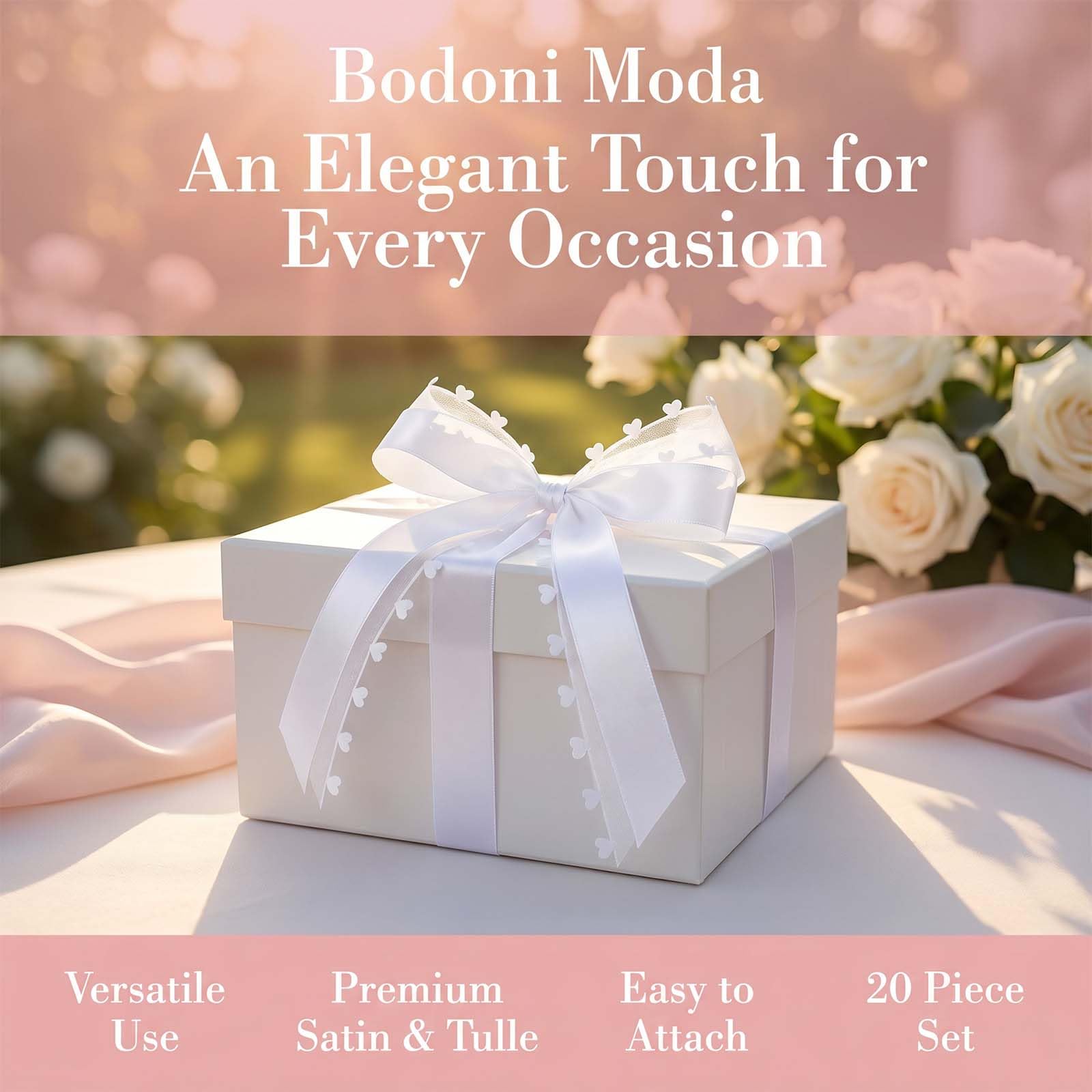 20 Pièces de Noeud Voiture Mariage Fait à la Main en Ruban de Satin avec Cœurs Blanc - Décoration Polyvalente pour Mariages, Anniversaires, Fêtes et Événements Spéciaux, 25 * 13cm