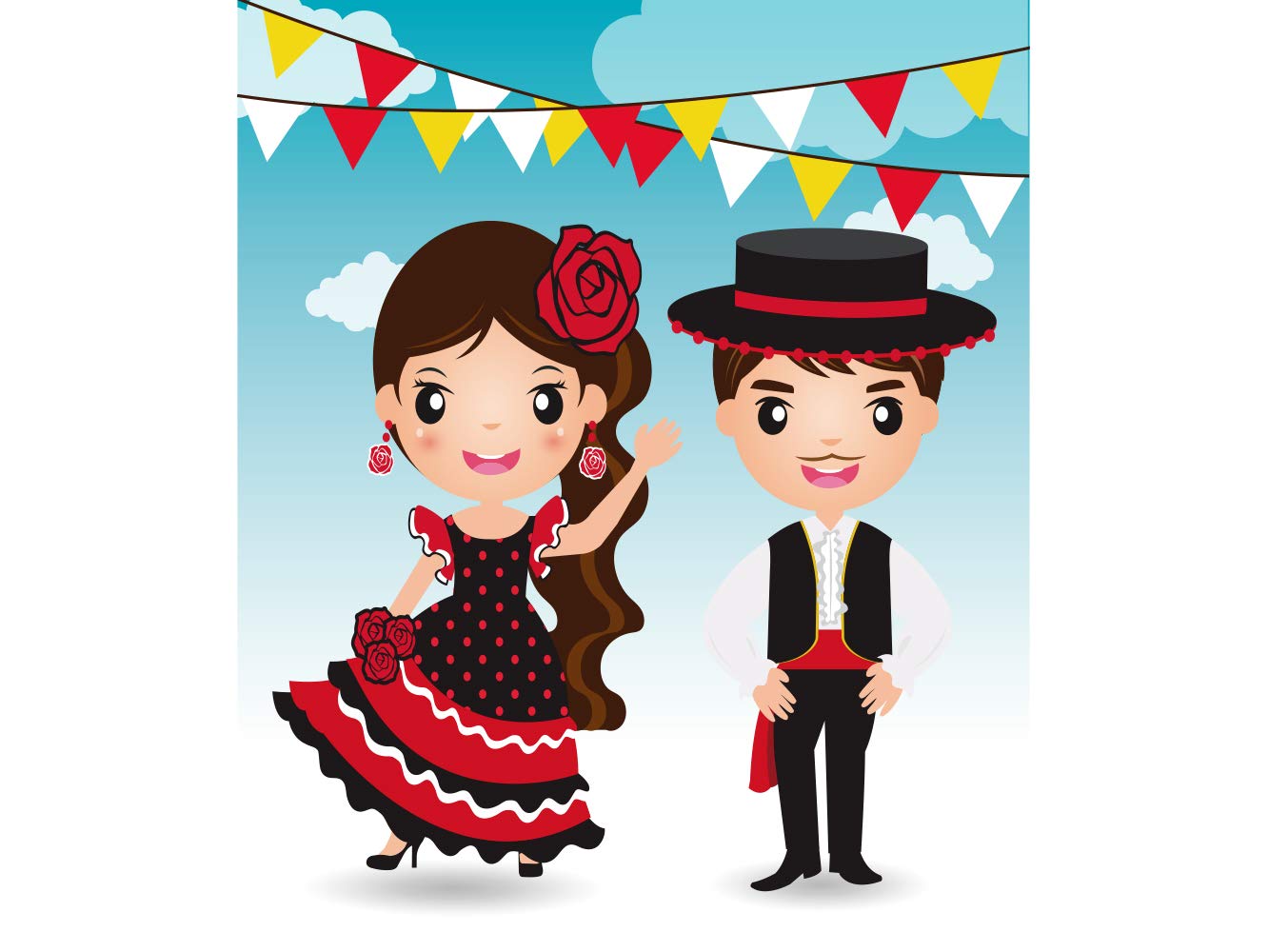Photocall en PVC Trajes de Flamencos 150x157cm | Económico y Original | Troquelado