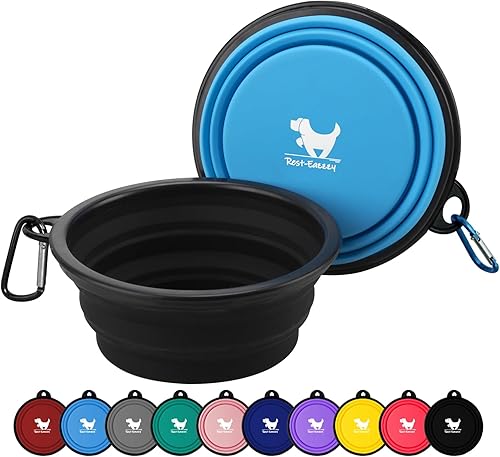 Rest-Eazzzy Cuencos grandes plegables para perros, paquete de 2 cuencos de agua portátiles para perros, gatos y mascotas, plato plegable para regar
