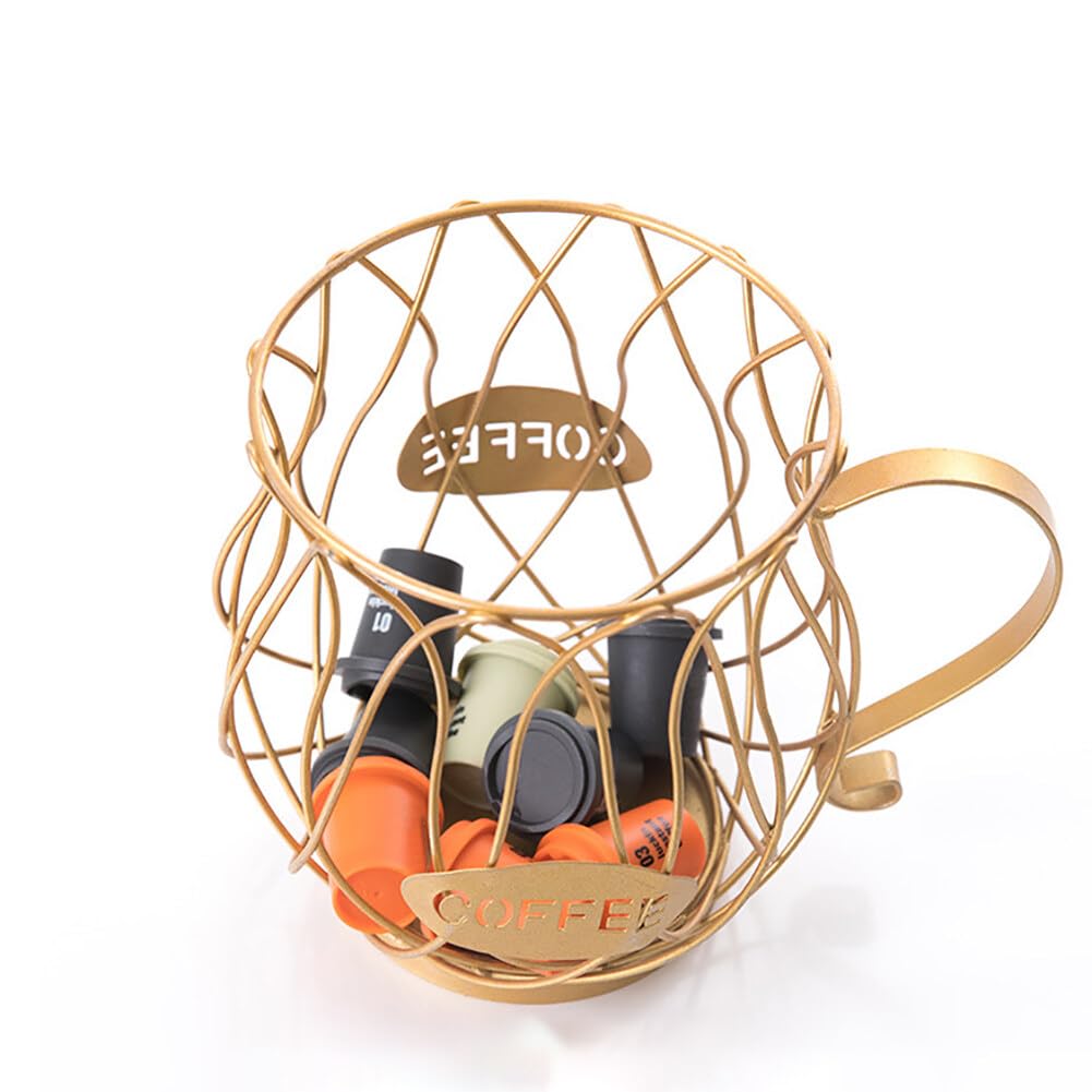 Harupink Kaffeekapselkorb Mit Deckel - Metall Kapselhalter Gold Große Kapazität