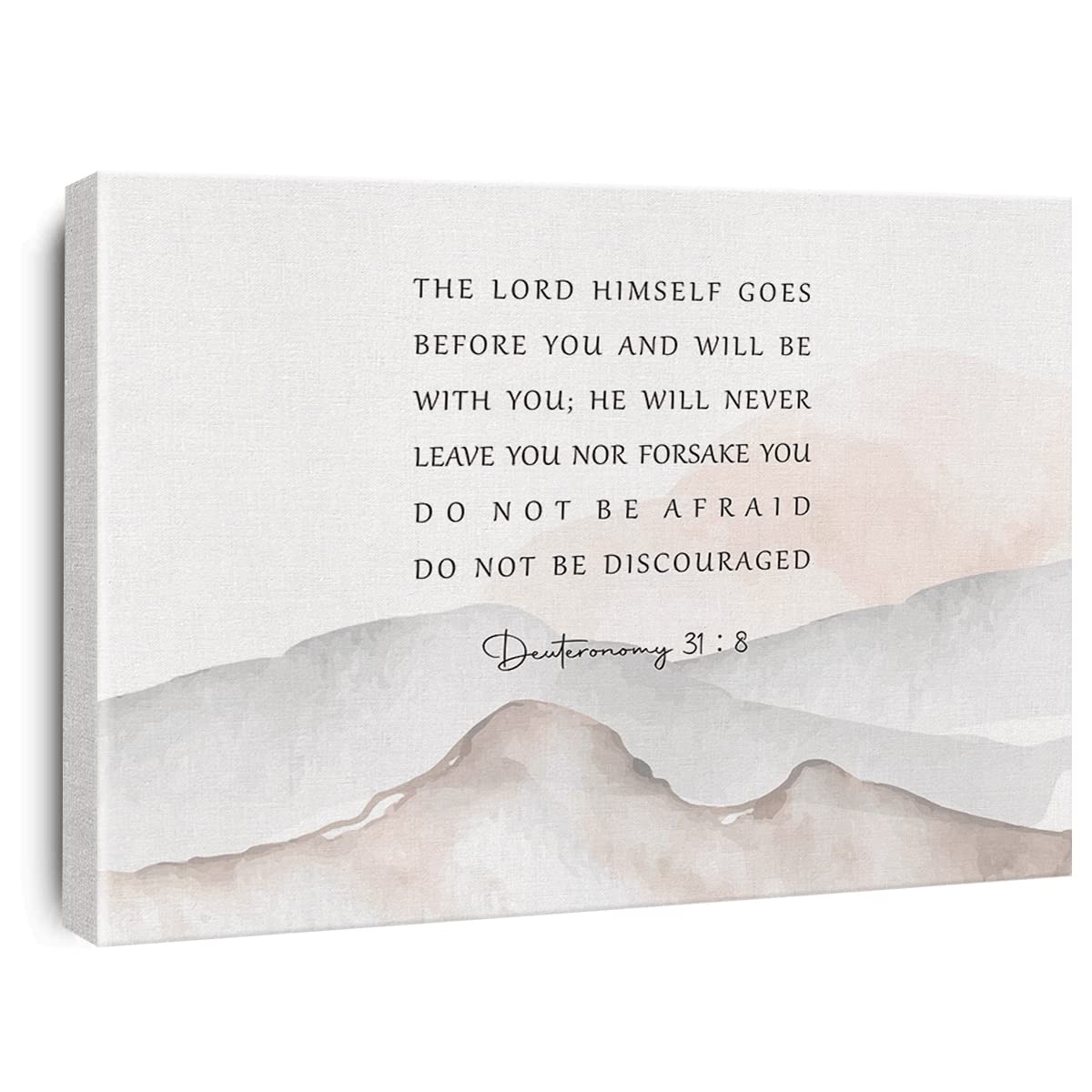 Inspirational Bible Verse Canvas Print Decor Watercolor Deuteronomy 31 : 8 Christian Wall Painting Posters 12”X15” Scripture Home Office Decoration (Framed)…