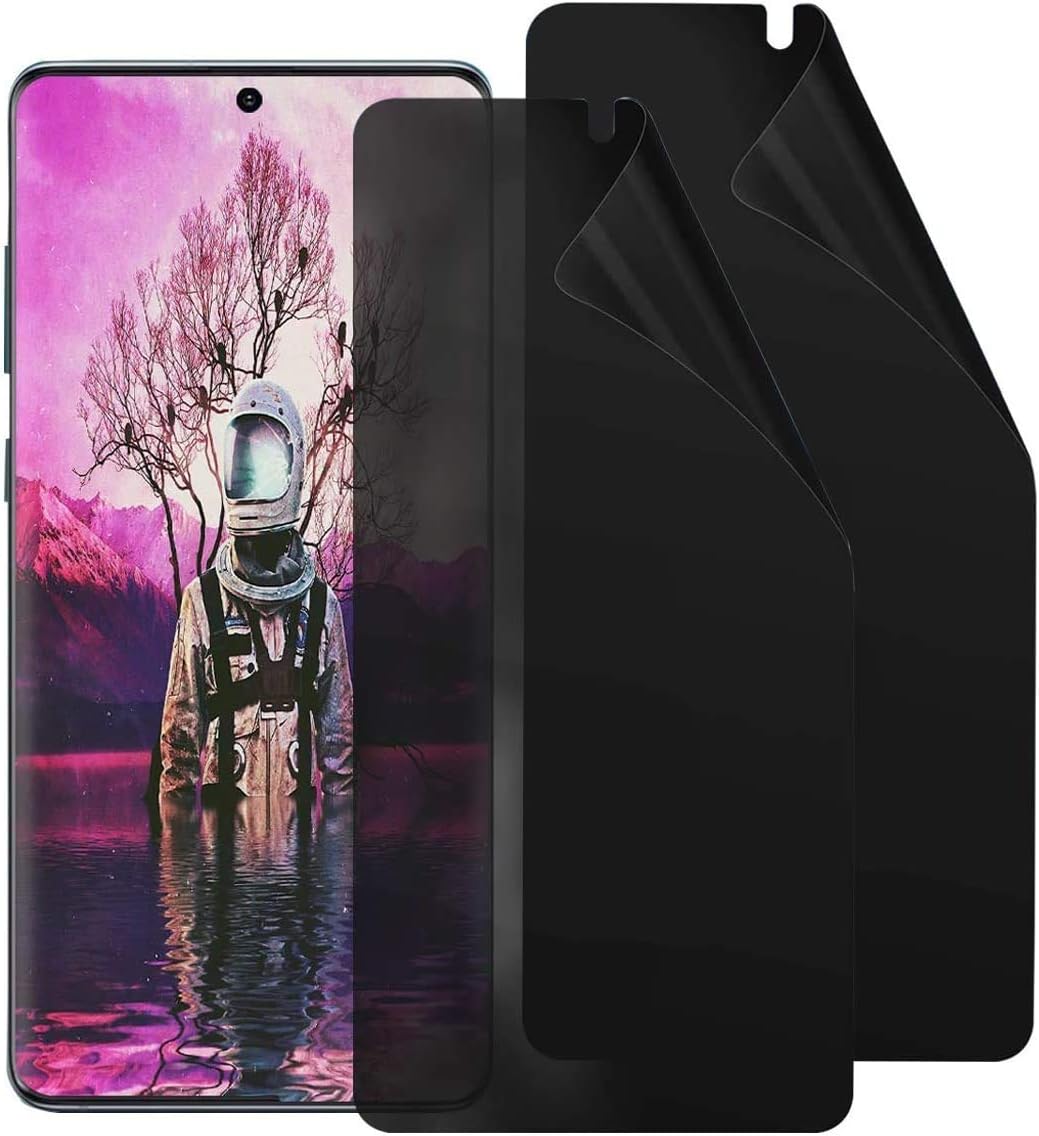 Arrivly 2 Pack Privacy Screen Protector for Samsung S21 Ultra [Anti-Spy] Anti-Peeping Bubble-Free Fingerprint Support Display Cover Flexible TPU Film [Not Tempered Glass] (Galalxy S21 Ultra)