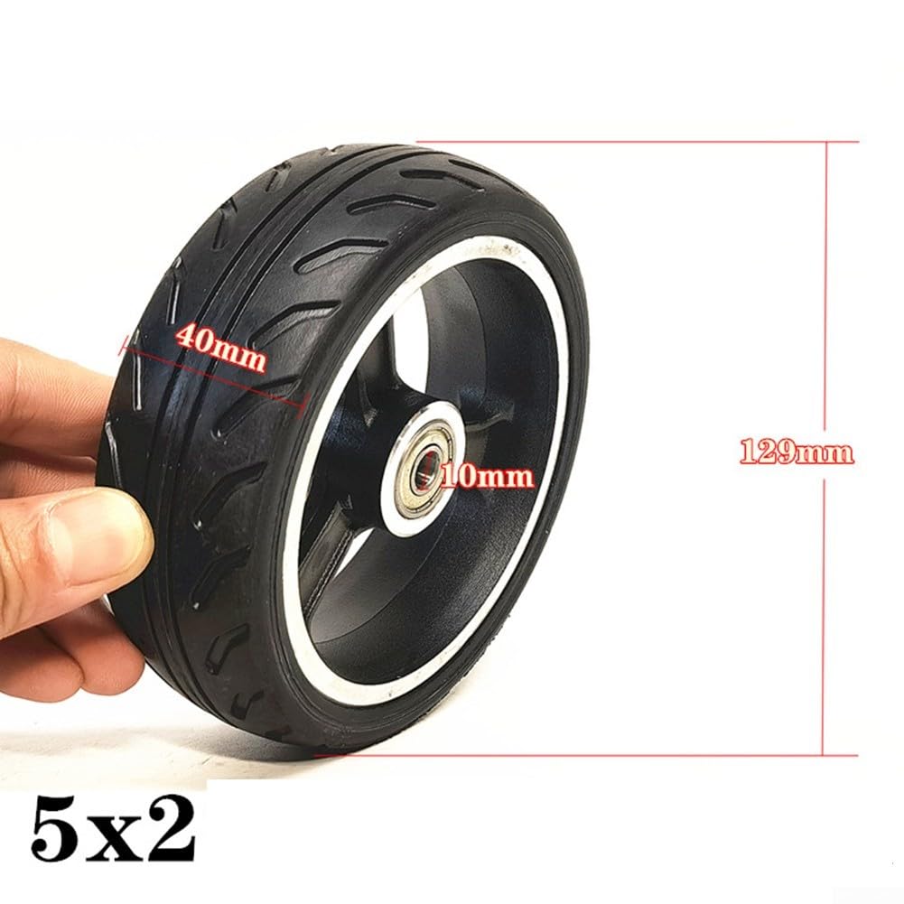 5 inch 5 * 1.6 Solid Wheel 5.5x2 Solid full wheel for Electric scooter 5x2 Rubber Tire Replacement (10mm)