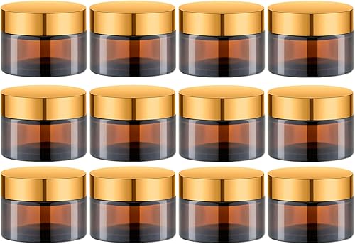 Frascos de vidrio redondos de 1 onza con forros interiores y tapas doradas envases de crema vacíos rellenables para cosméticos lociones ungüento