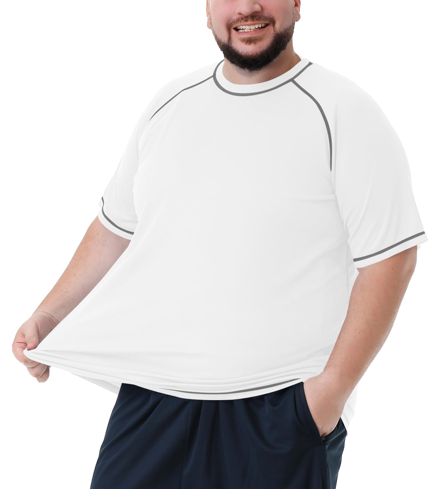 Mens Big and Tall Swim Shirt Sun Protection UPF 50+ Rash Gard Quick Dry T-Shirt